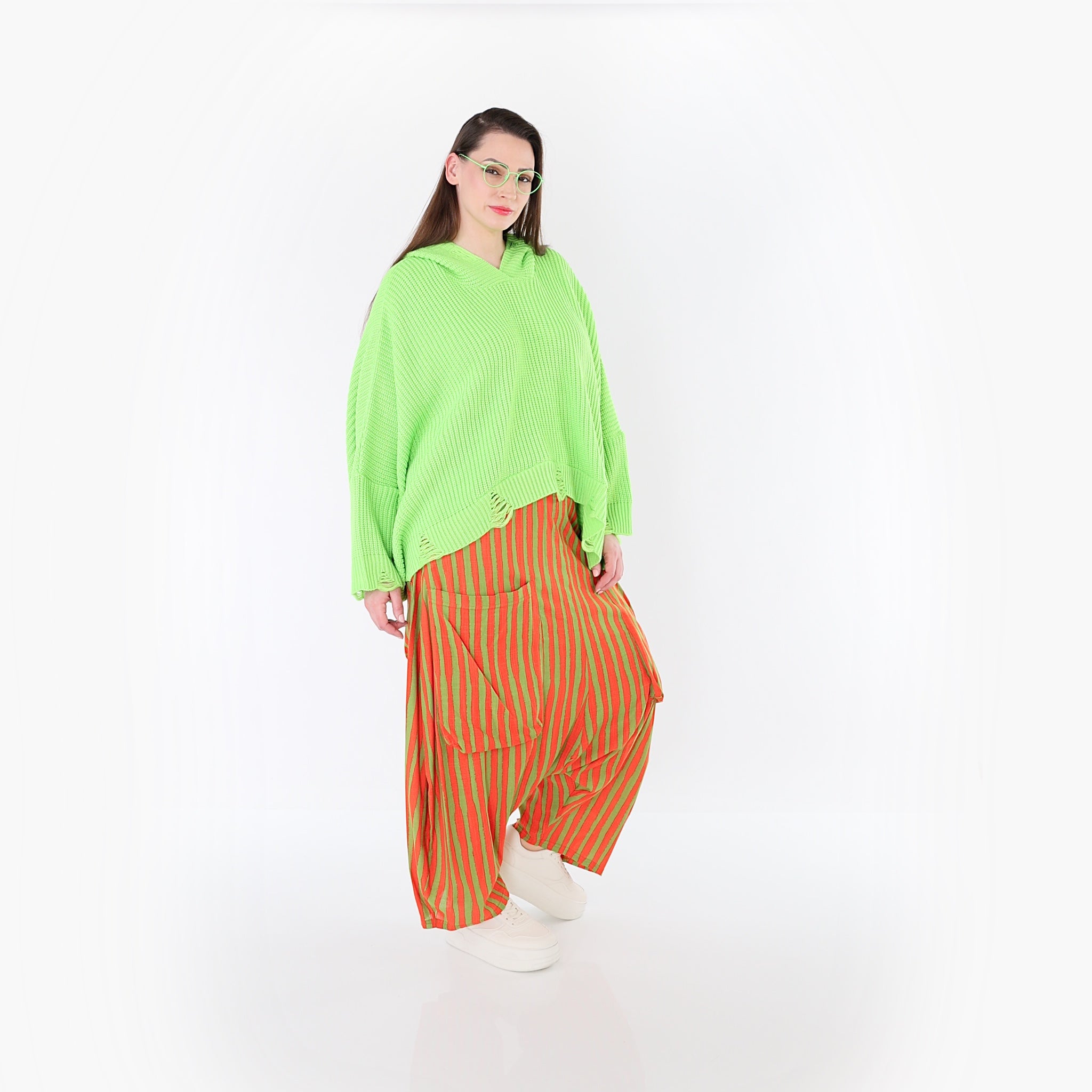 AKH Fashion 7196 Hose, Orange-Apfelgrün