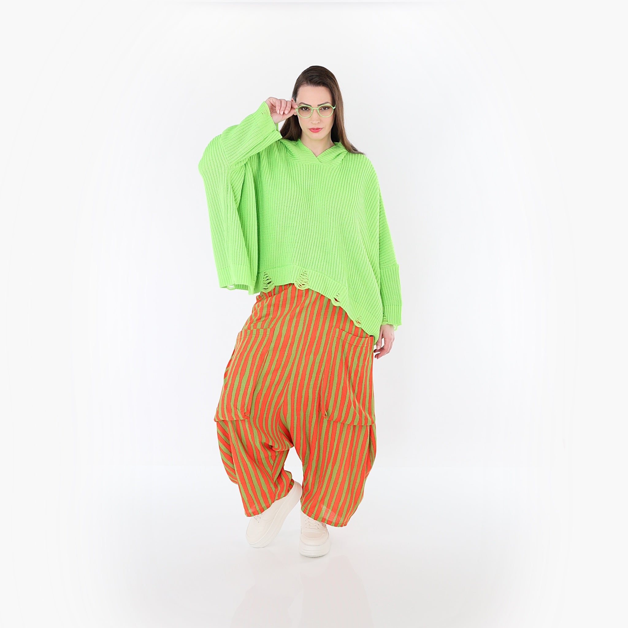 AKH Fashion 7196 Hose, Orange-Apfelgrün