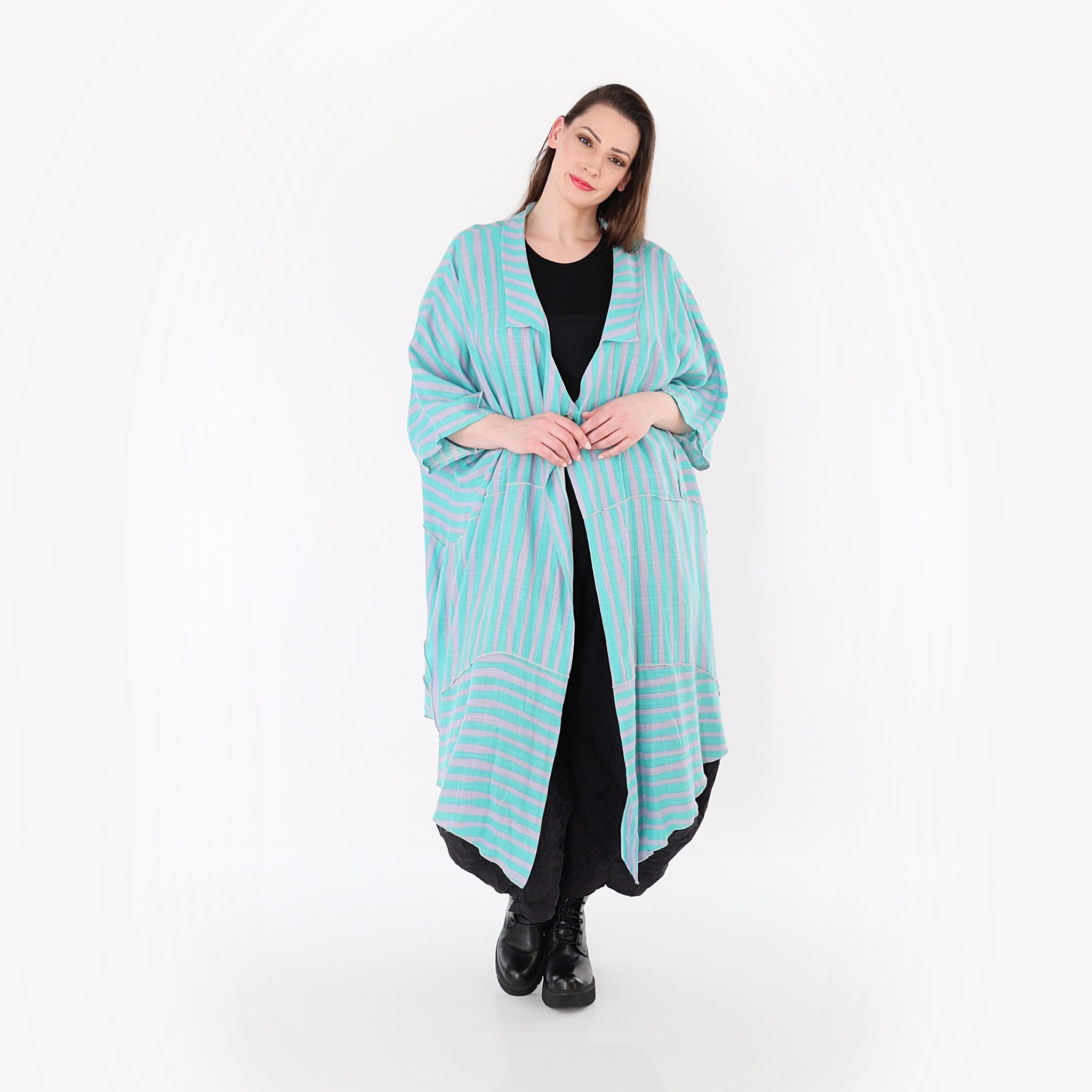 AKH Fashion 7199 Mantel, Grün-Flieder