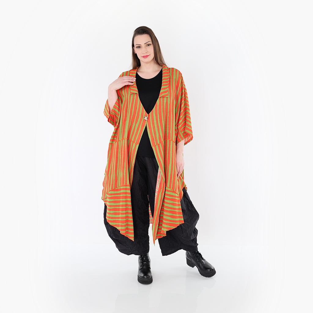 AKH Fashion 7199 Mantel, Orange-Apfelgrün