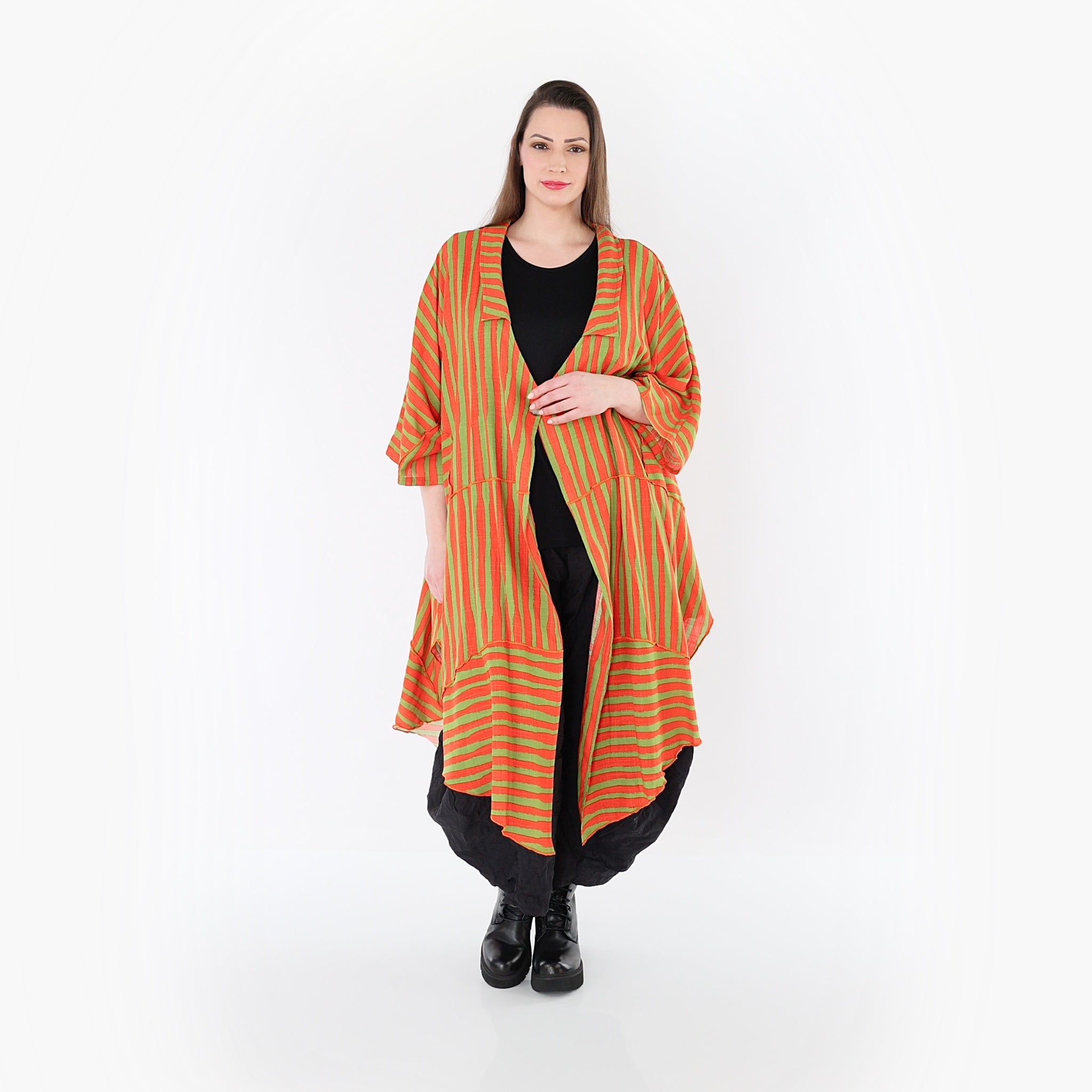AKH Fashion 7199 Mantel, Orange-Apfelgrün