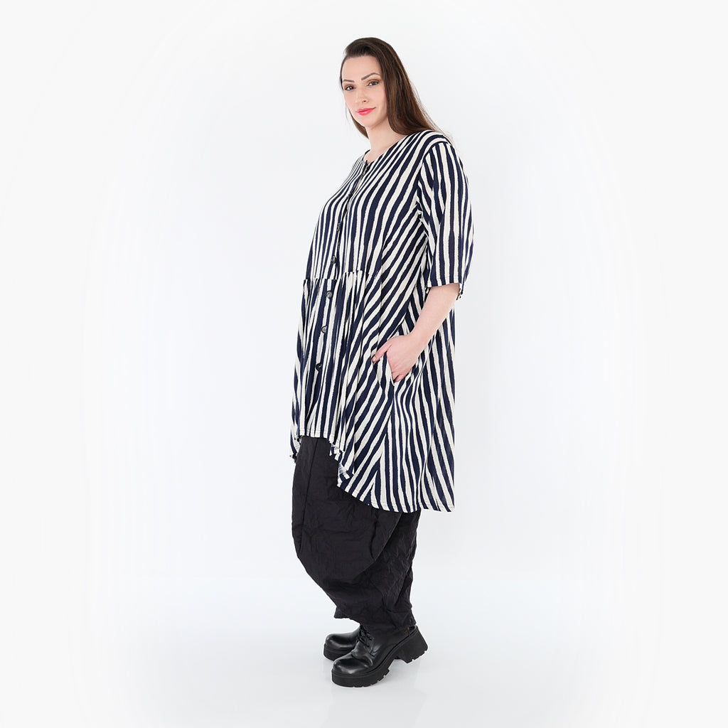 AKH Fashion 7200 Bluse, Marine-Weiß