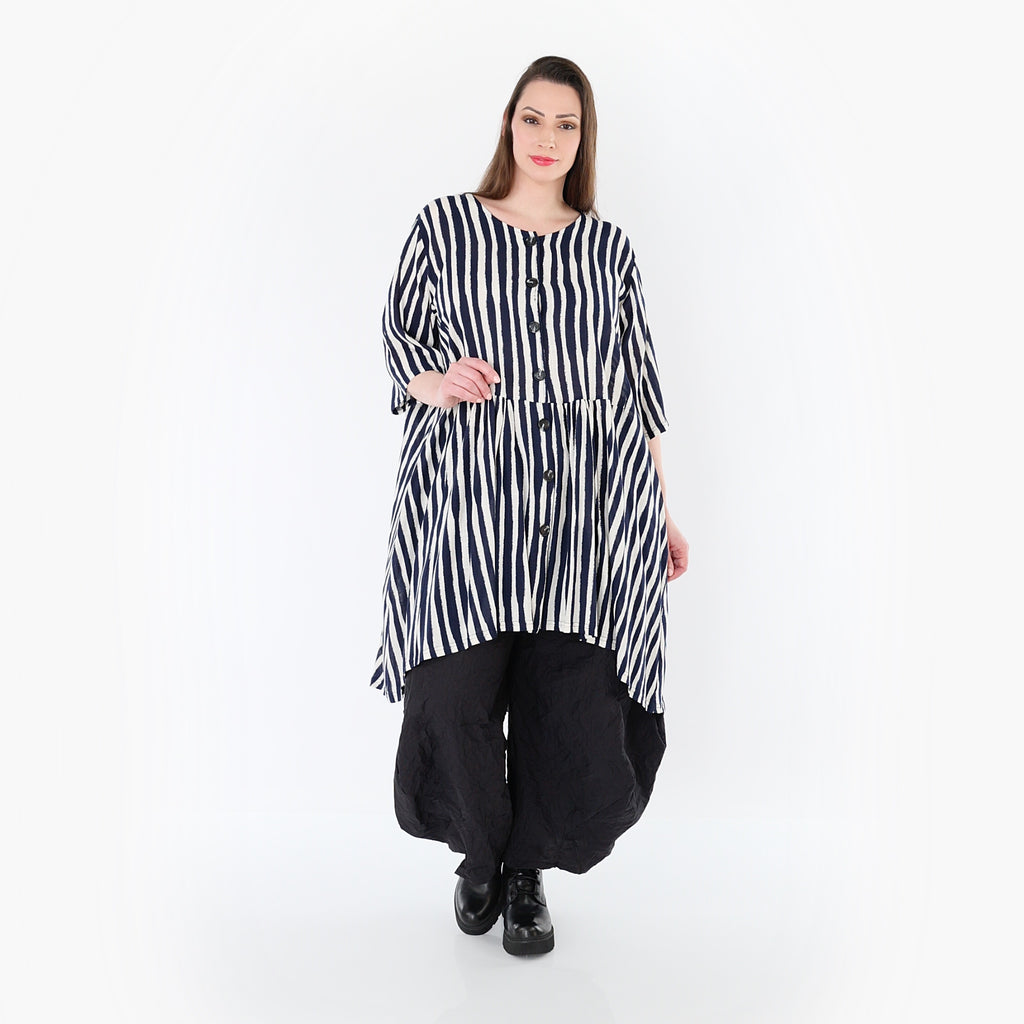 AKH Fashion 7200 Bluse, Marine-Weiß