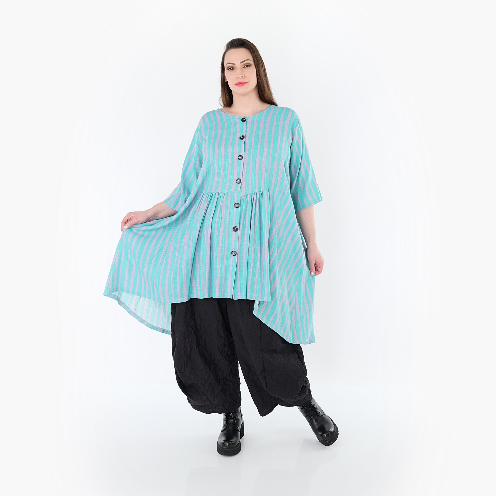 AKH Fashion 7200 Bluse, Grün-Flieder