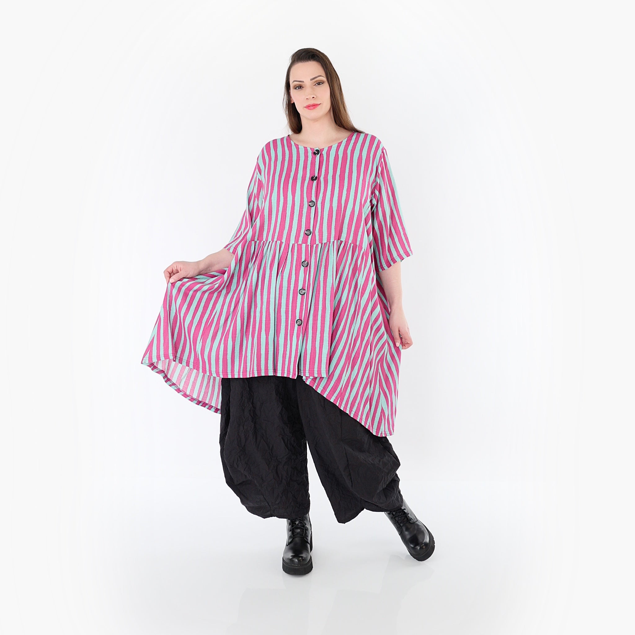 AKH Fashion 7200 Bluse, Fuchsia-Mint