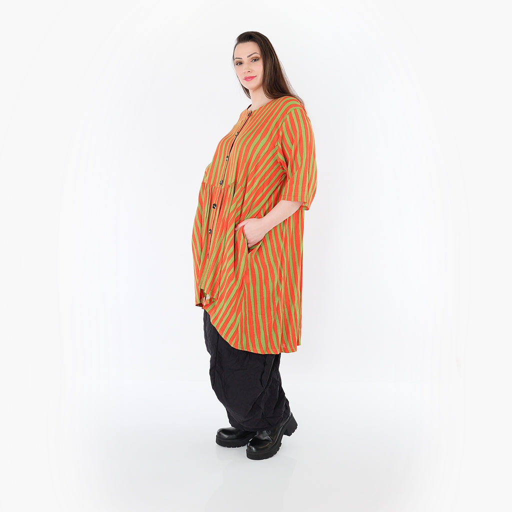 AKH Fashion 7200 Bluse, Orange-Apfelgrün