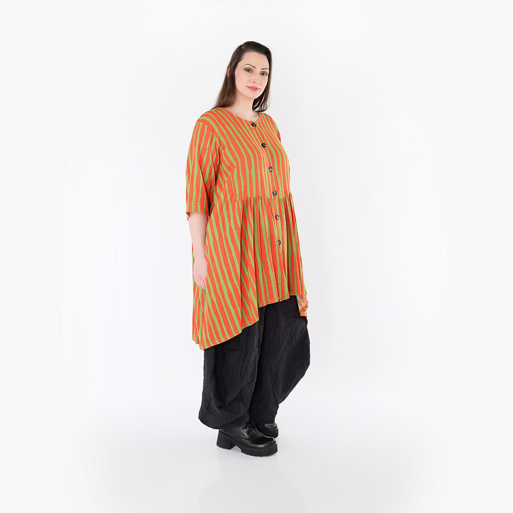 AKH Fashion 7200 Bluse, Orange-Apfelgrün