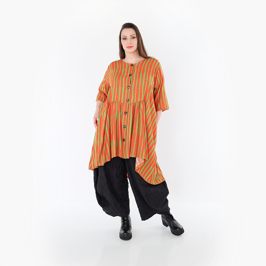 AKH Fashion 7200 Bluse, Orange-Apfelgrün