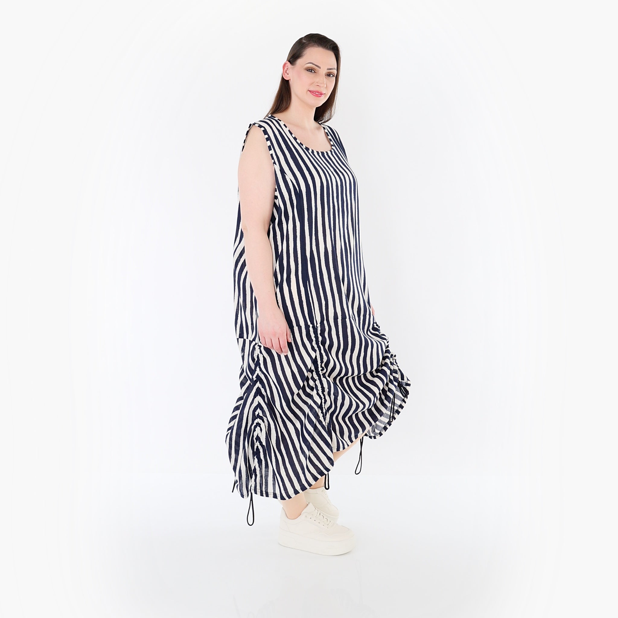 AKH Fashion 7201 Kleid, Marine-Weiß