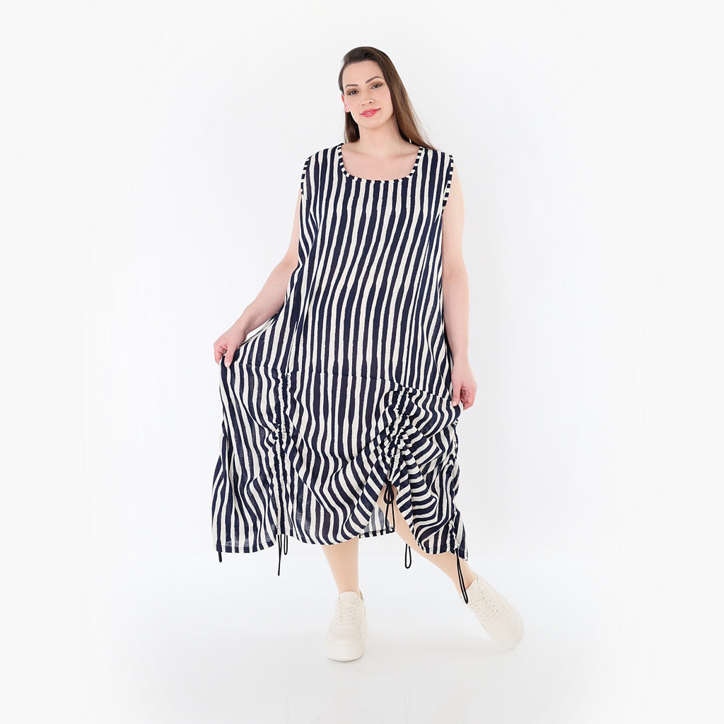 AKH Fashion 7201 Kleid, Marine-Weiß