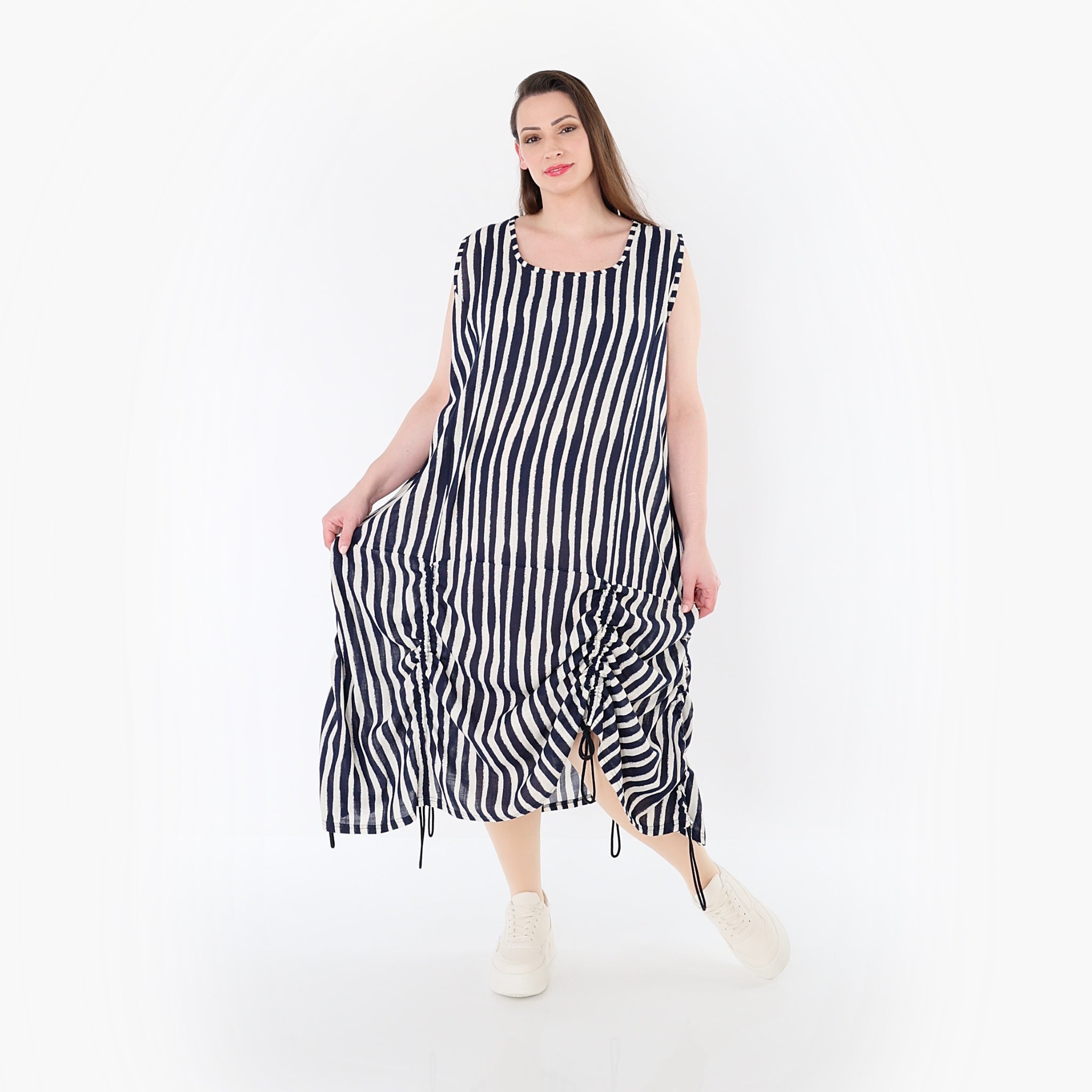 AKH Fashion 7201 Kleid, Marine-Weiß