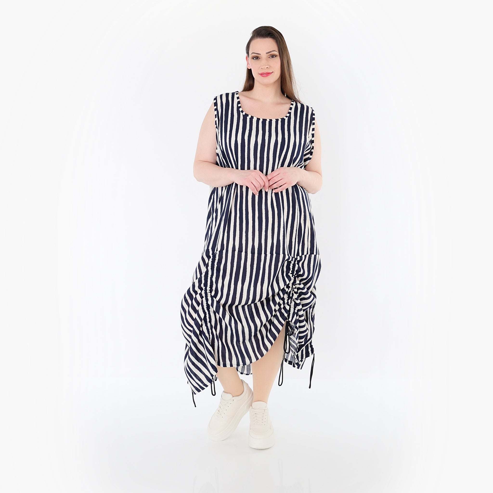 AKH Fashion 7201 Kleid, Marine-Weiß