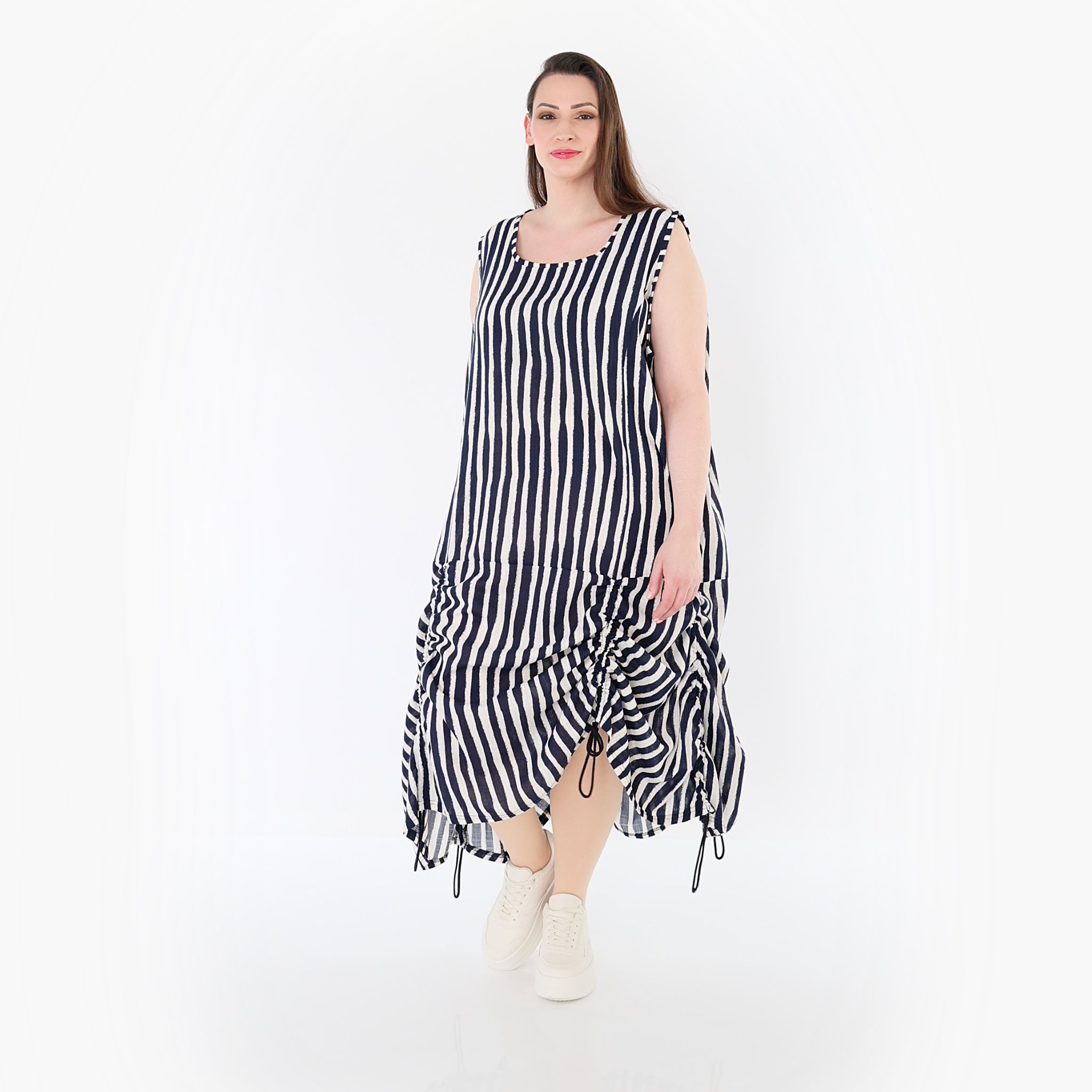 AKH Fashion 7201 Kleid, Marine-Weiß