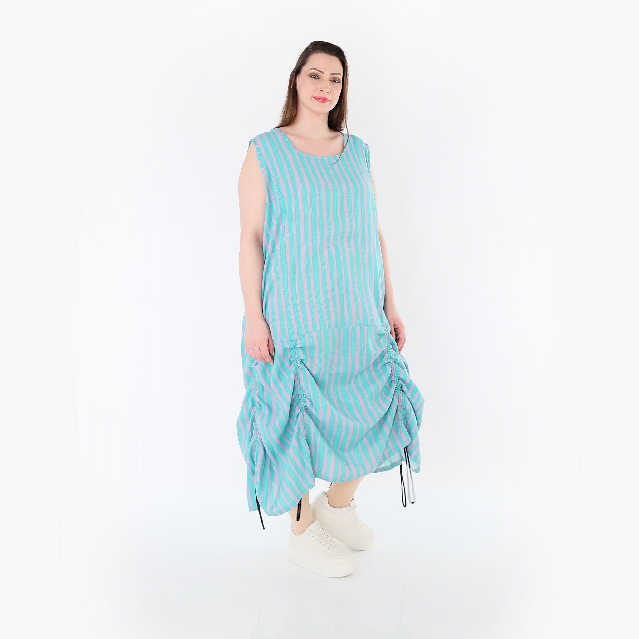AKH Fashion 7201 Kleid, Grün-Flieder
