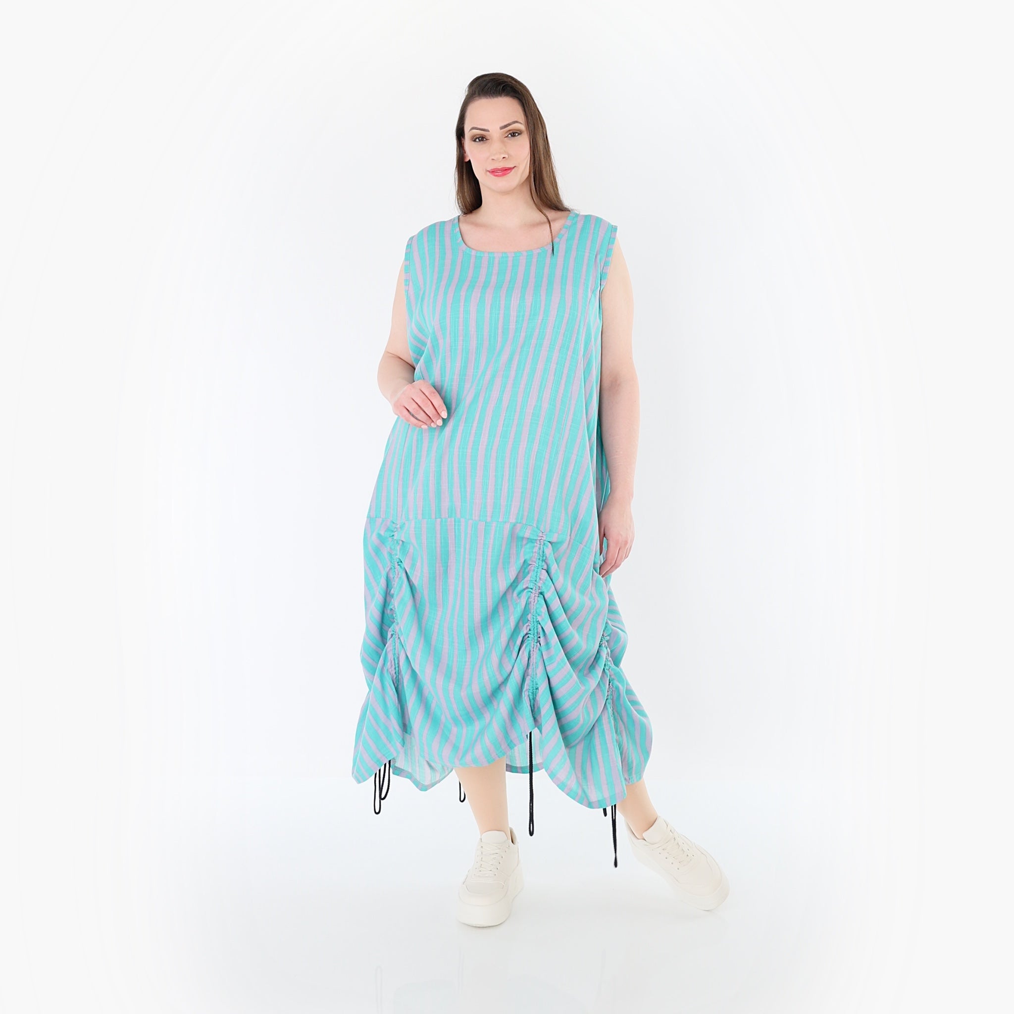 AKH Fashion 7201 Kleid, Grün-Flieder