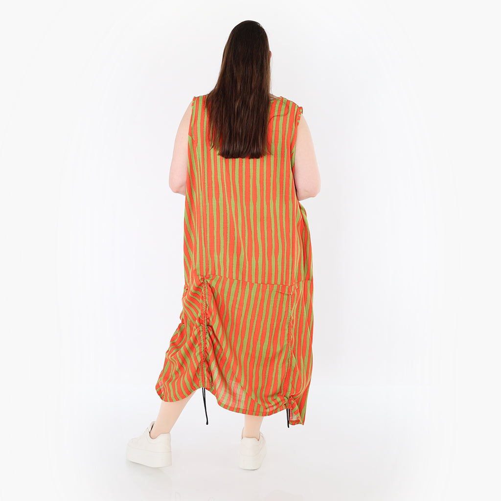 AKH Fashion 7201 Kleid, Orange-Apfelgrün