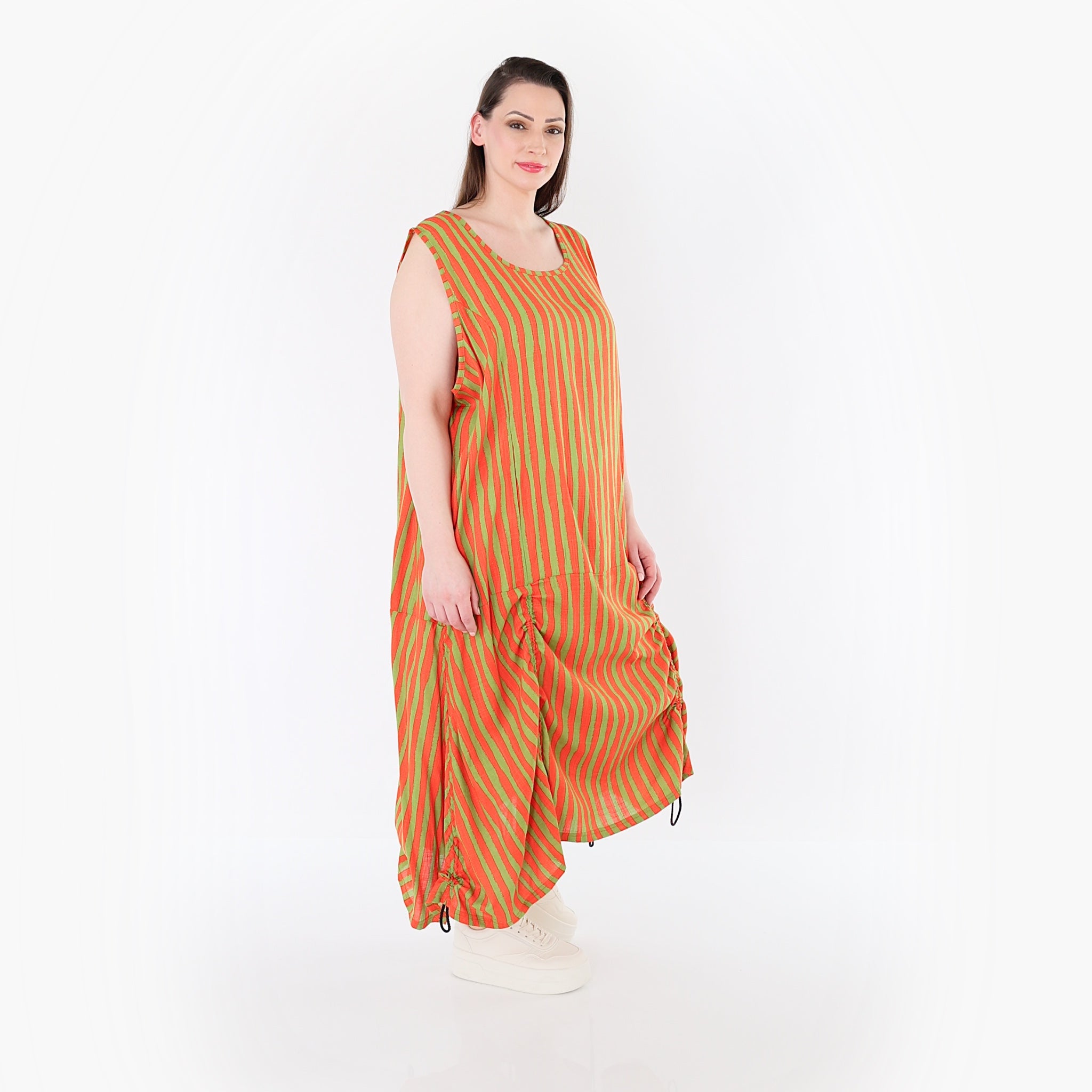 AKH Fashion 7201 Kleid, Orange-Apfelgrün