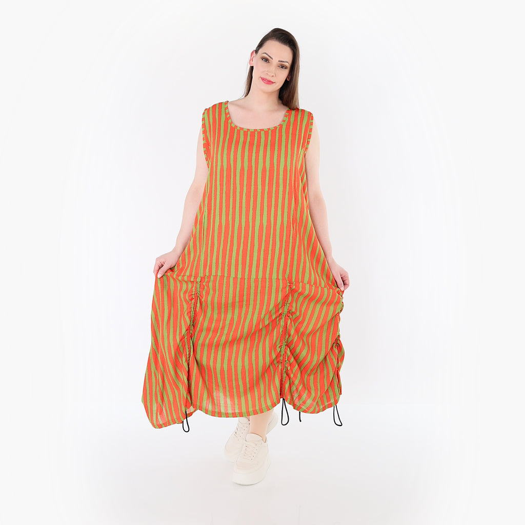 AKH Fashion 7201 Kleid, Orange-Apfelgrün