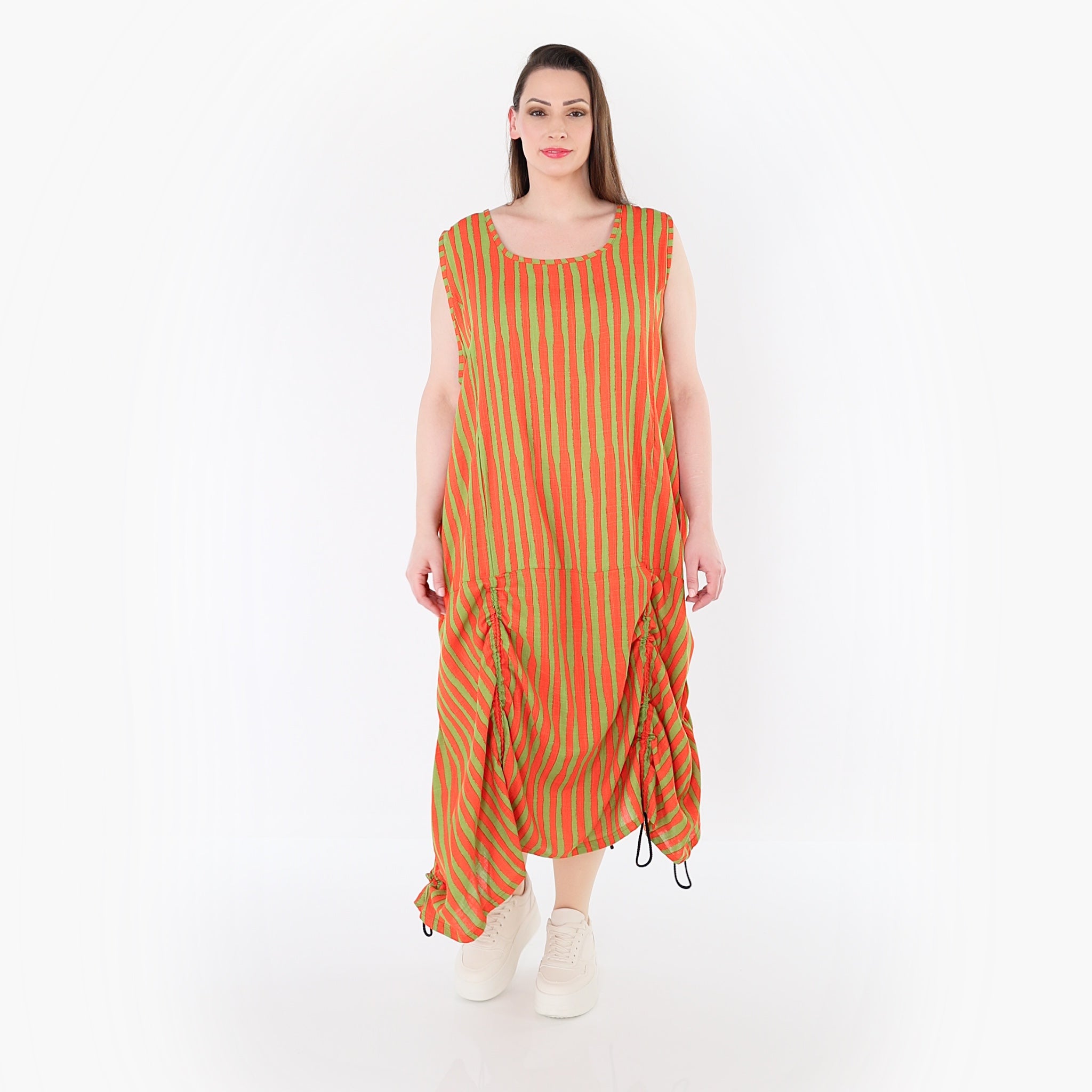 AKH Fashion 7201 Kleid, Orange-Apfelgrün