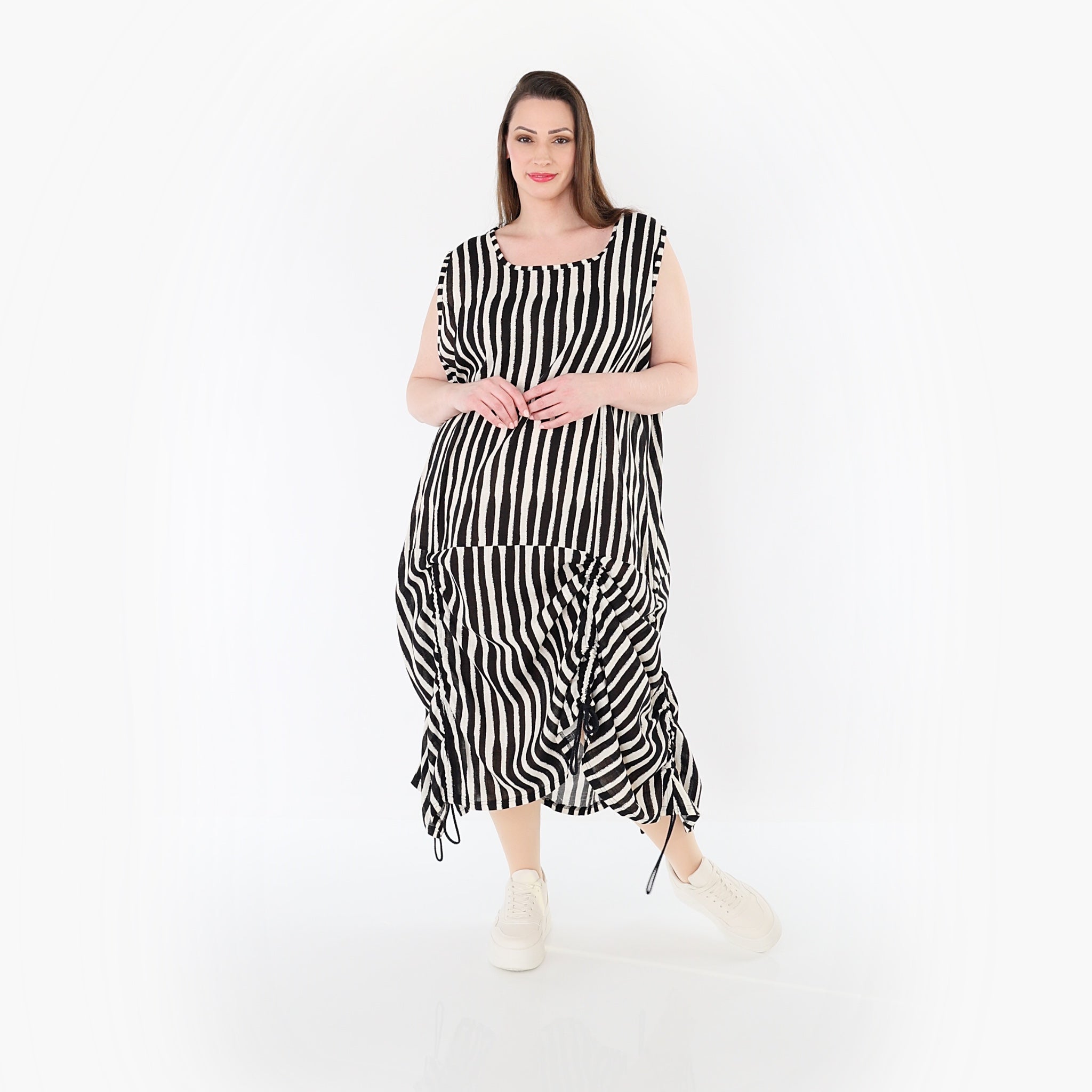 AKH Fashion 7201 Kleid, Schwarz-Weiß