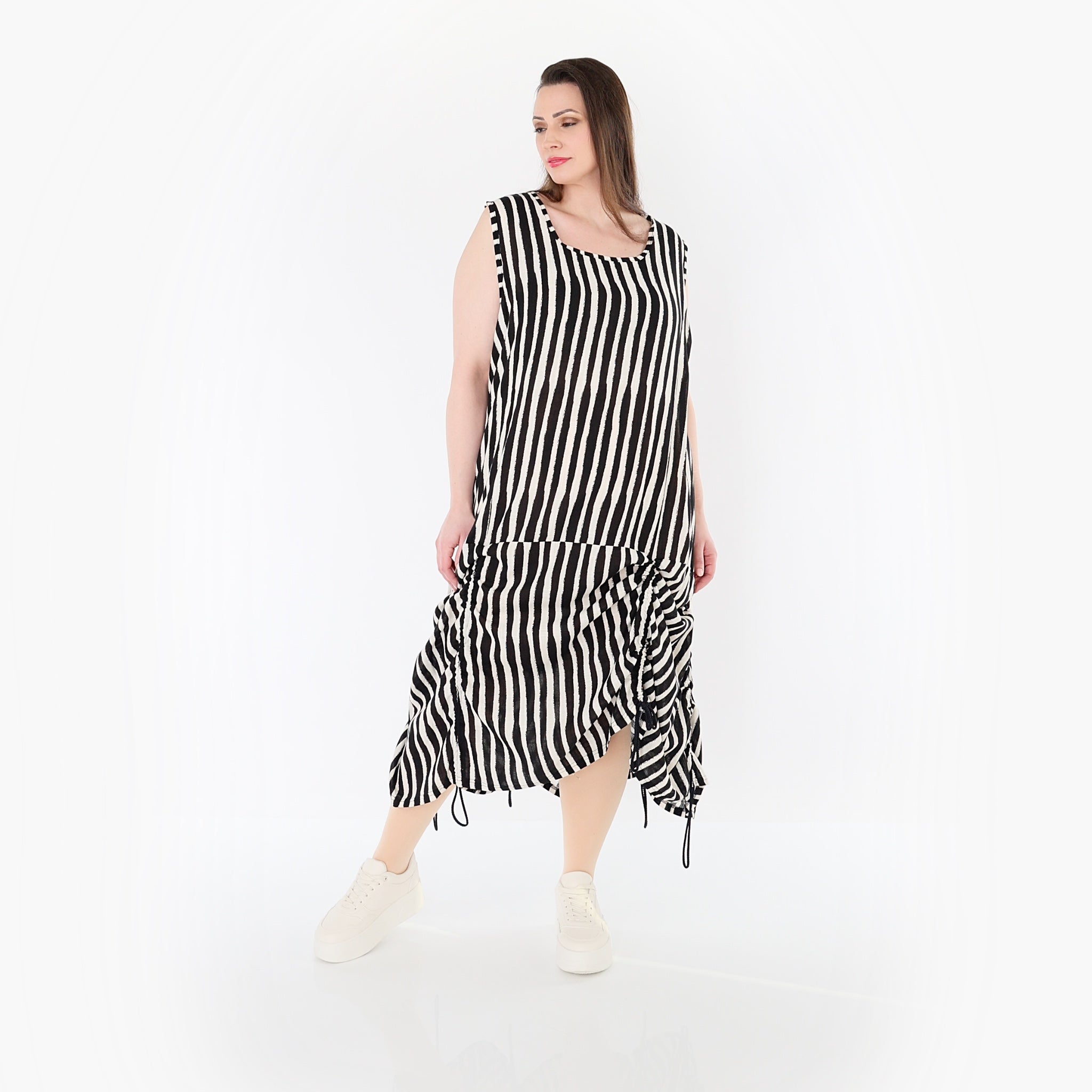 AKH Fashion 7201 Kleid, Schwarz-Weiß