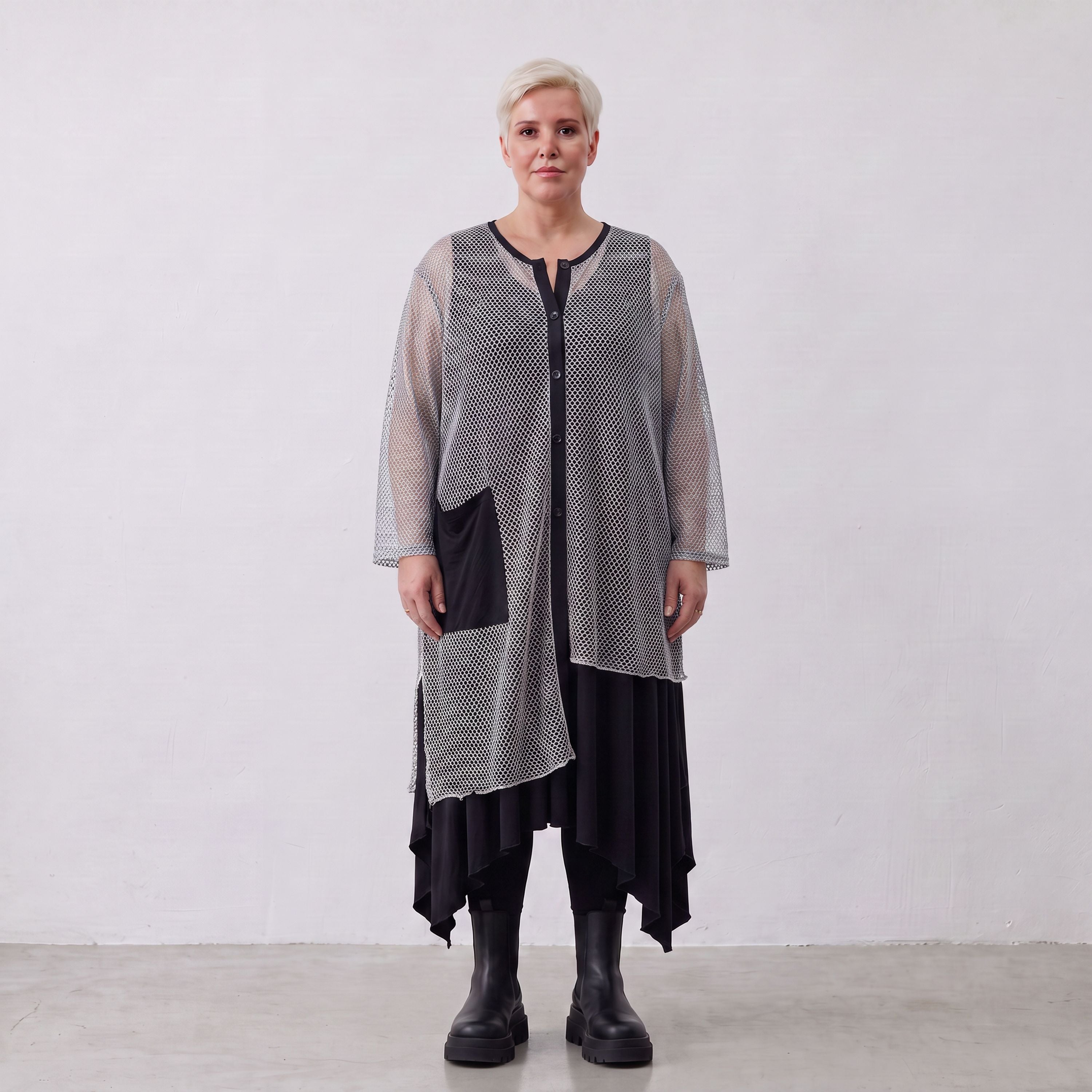 AKH Fashion · Blouse · Marie · 7101 · Grijs/Zwart