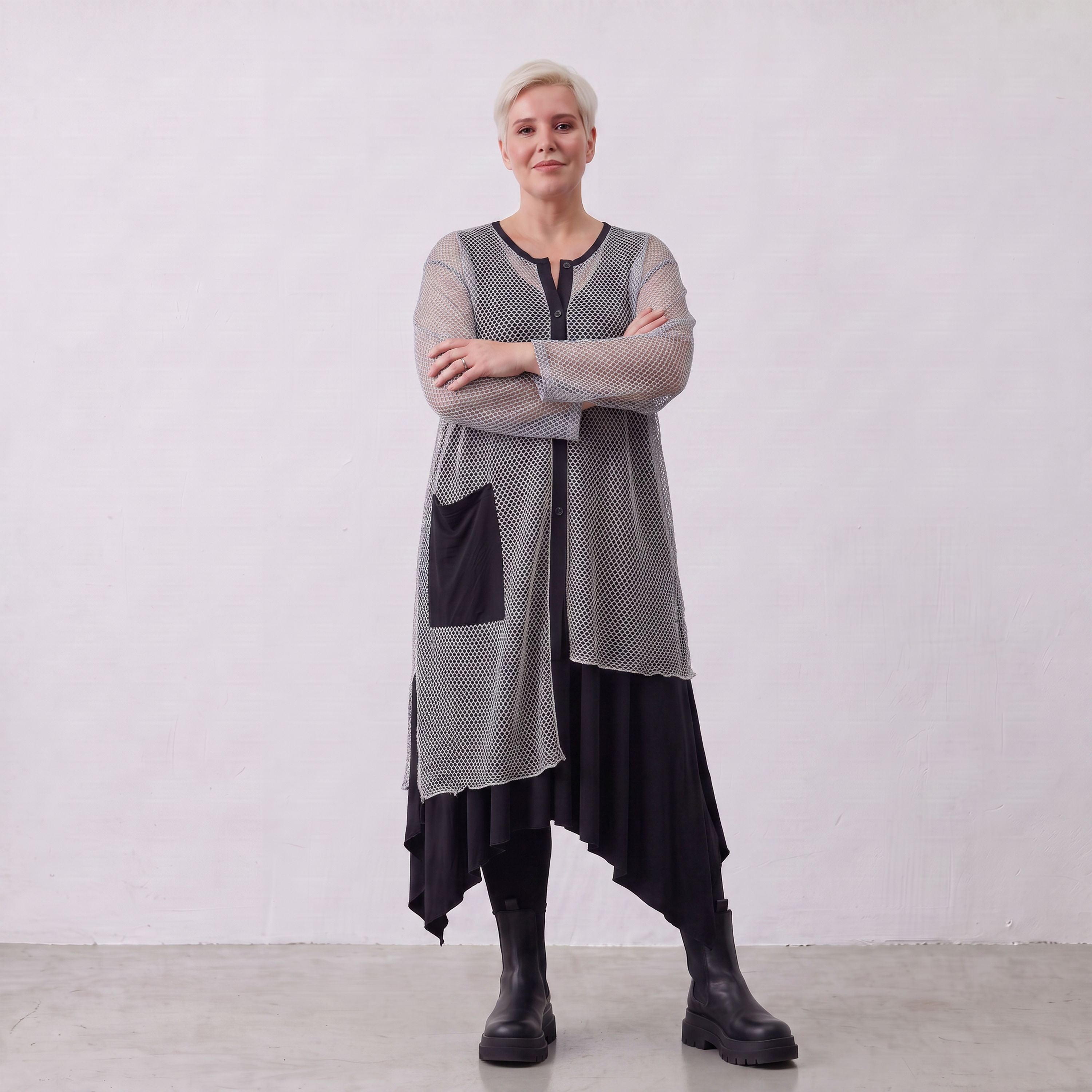 AKH Fashion · Blouse · Marie · 7101 · Gris/Noir