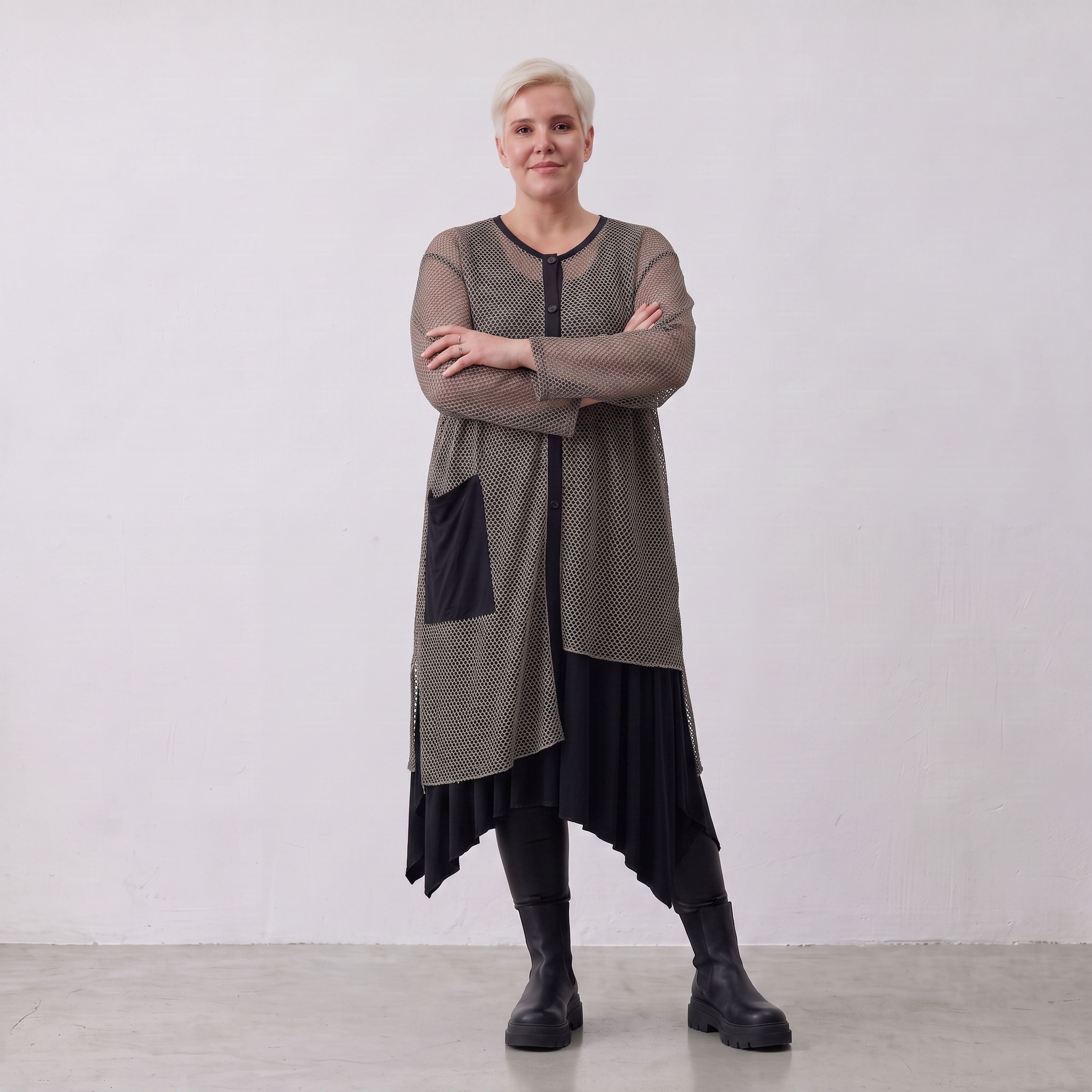 AKH Fashion · Blouse · Marie · 7101 · Taupe/Noir