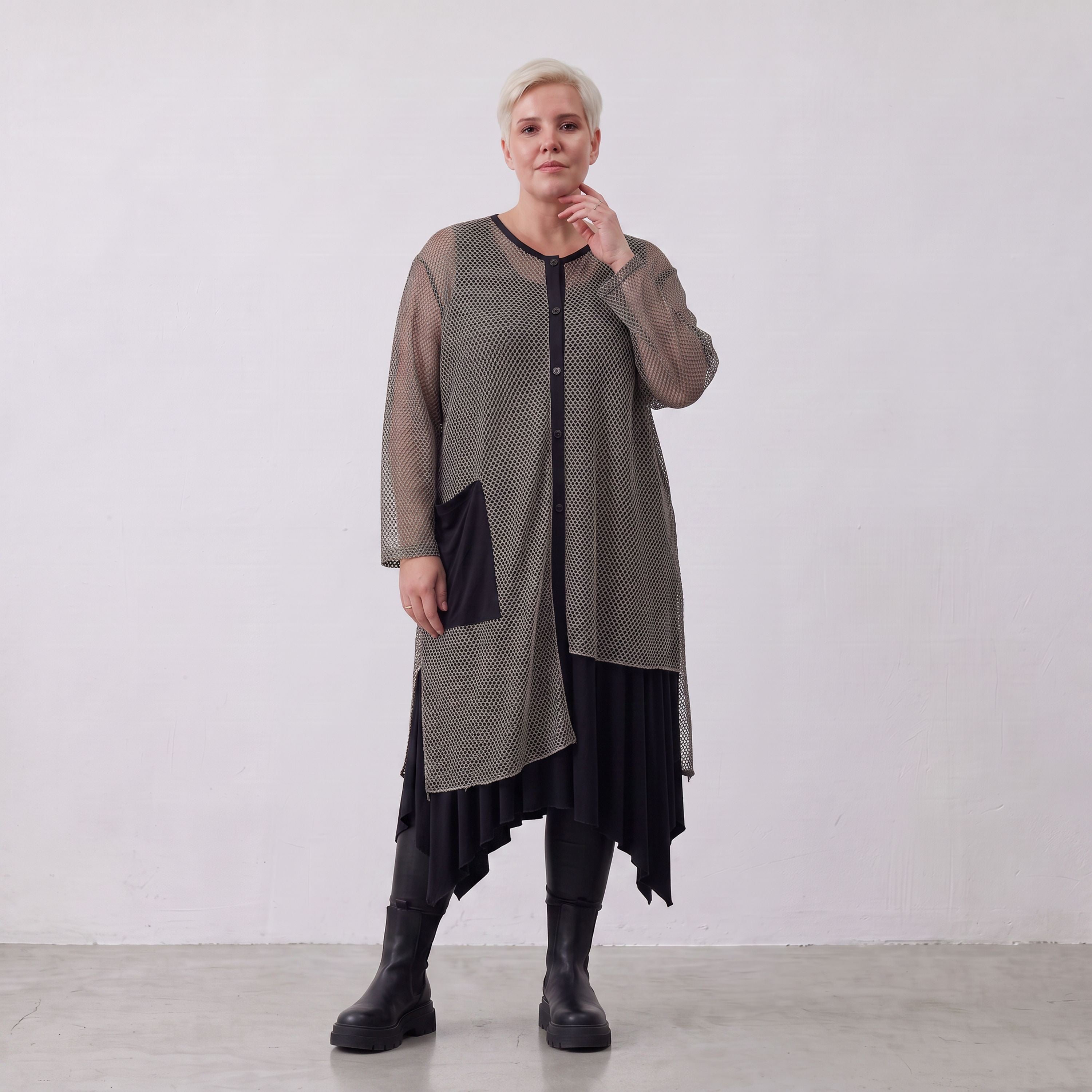 AKH Fashion · Blouse · Marie · 7101 · Taupe/Noir