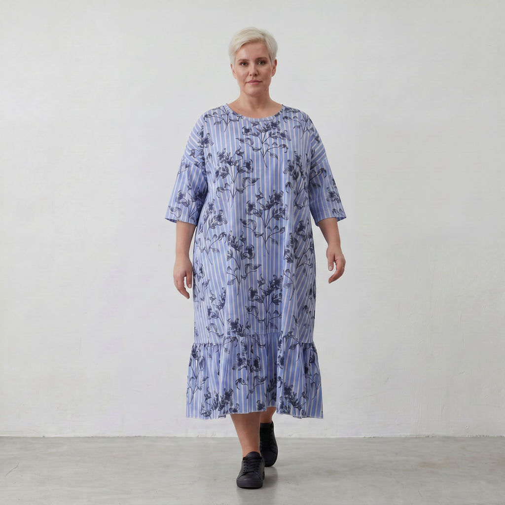 AKH Fashion Kleid 7237 Nehi, Blau-Weiß-Schwarz