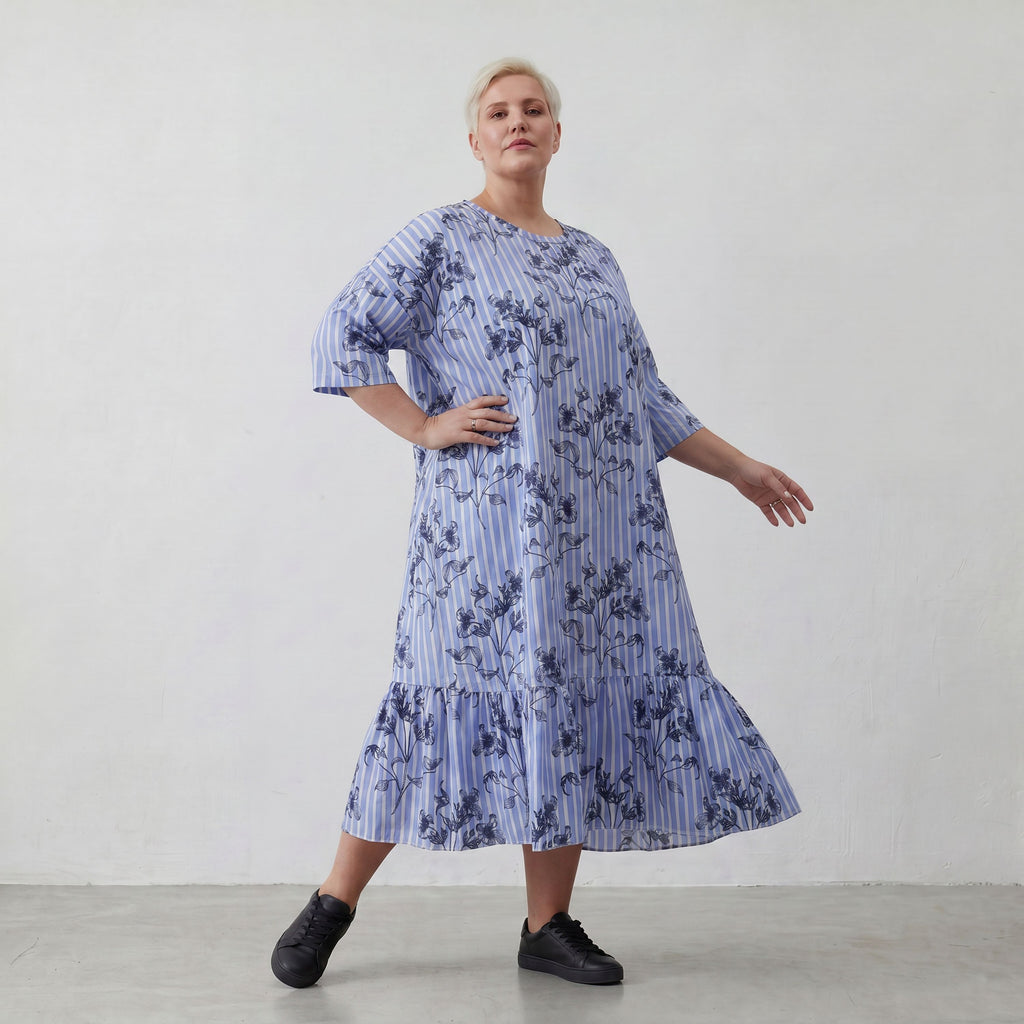 AKH Fashion Kleid 7237 Nehi, Blau-Weiß-Schwarz