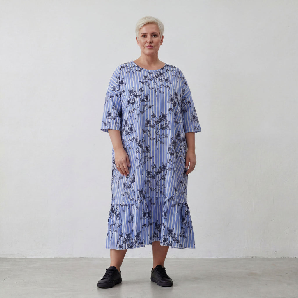 AKH Fashion Kleid 7237 Nehi, Blau-Weiß-Schwarz