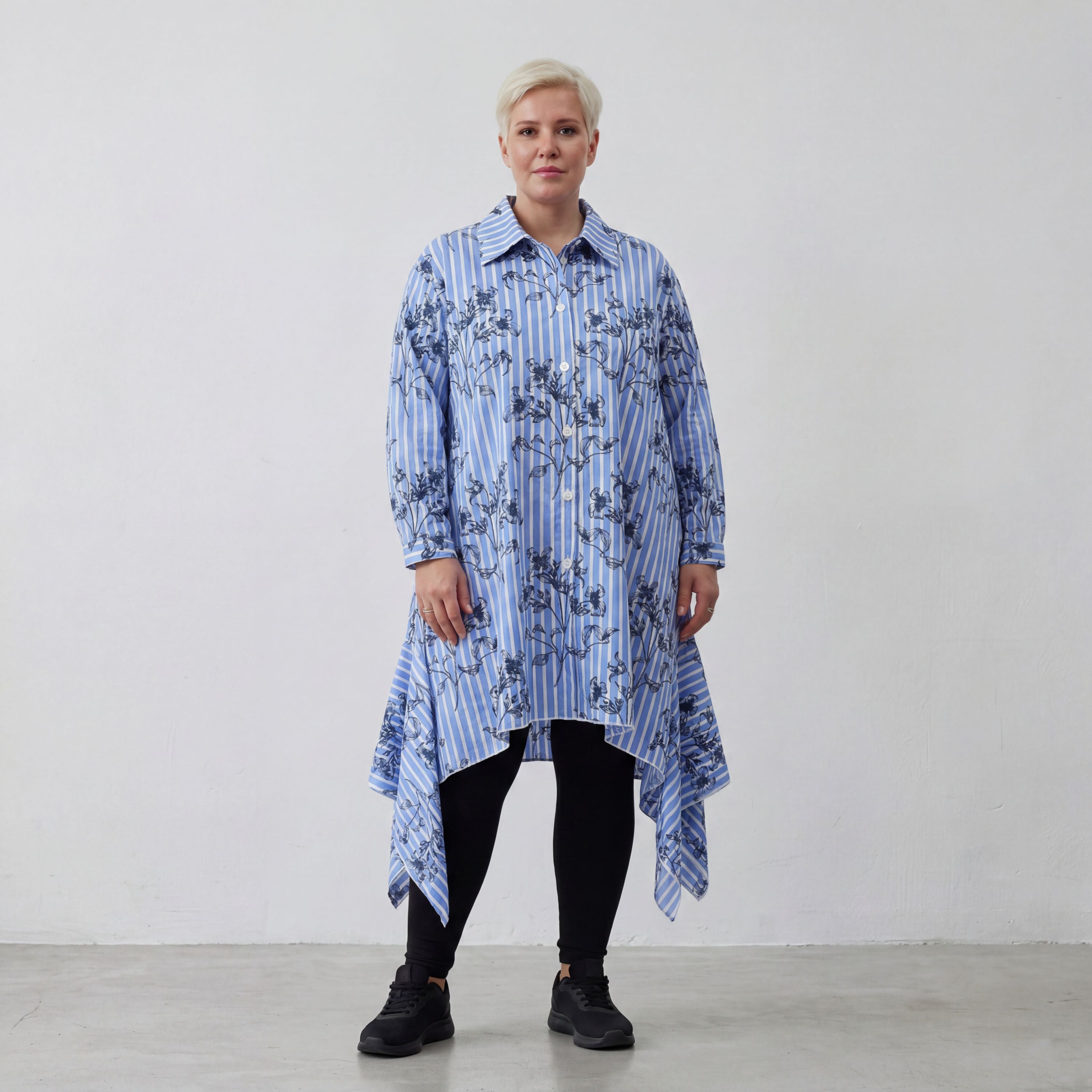 AKH Fashion Bluse 7238 Nehi, Blau-Weiß-Schwarz