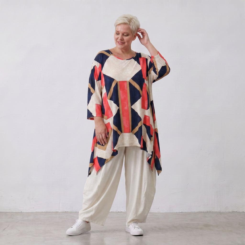 AKH Fashion · Shirt · Nicolle · 1019 · MosaicRed