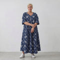AKH Premium Kleid 7234 BlueDenim, Jeansblau-Weiß