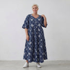 AKH Premium Kleid 7234 BlueDenim, Jeansblau-Weiß