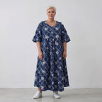 AKH Premium Kleid 7234 BlueDenim, Jeansblau-Weiß