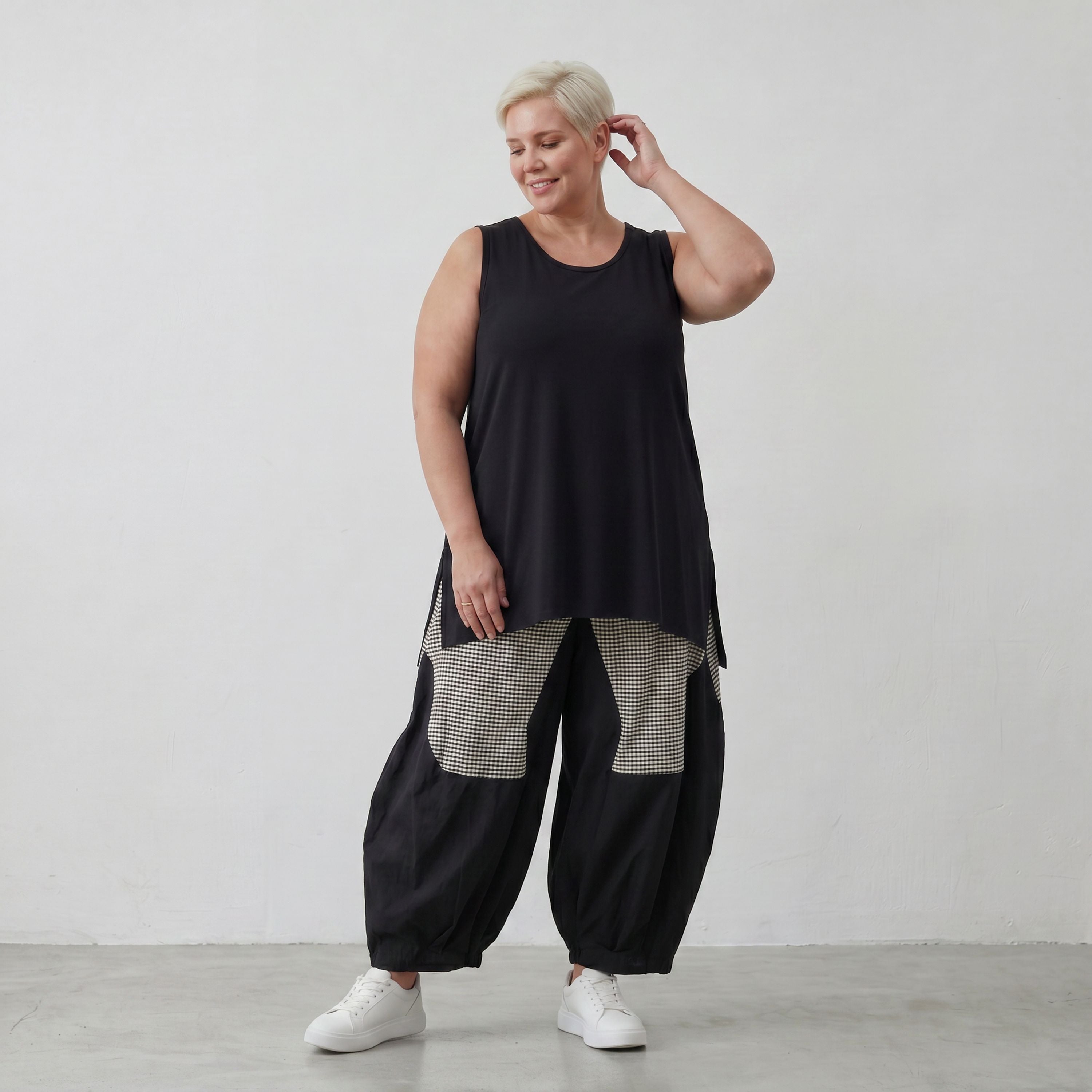 Luftige Ballon-Hose im Baggy Style aus Crinkle-Stoff