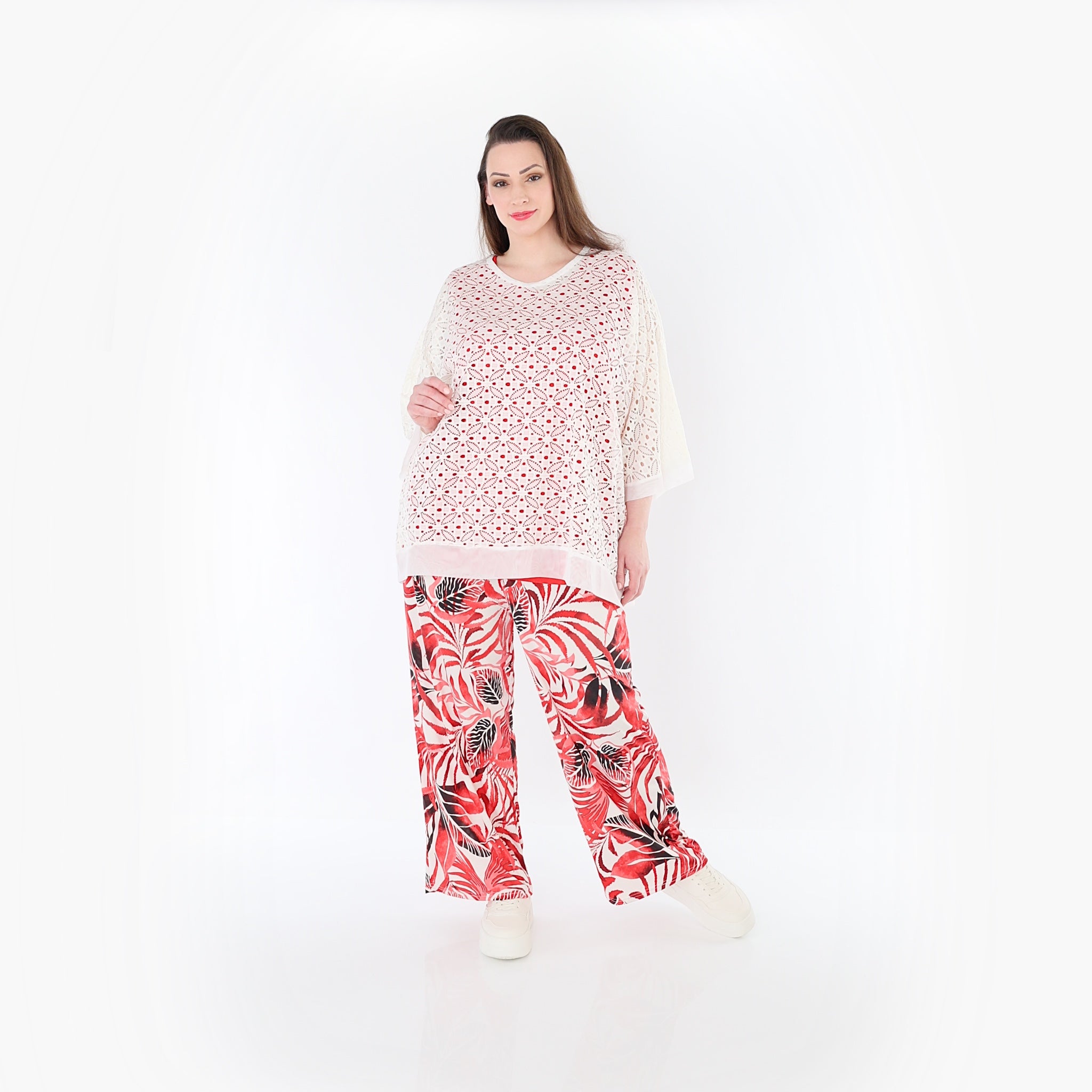 Papita 2024 Trousers, White-Red-Black