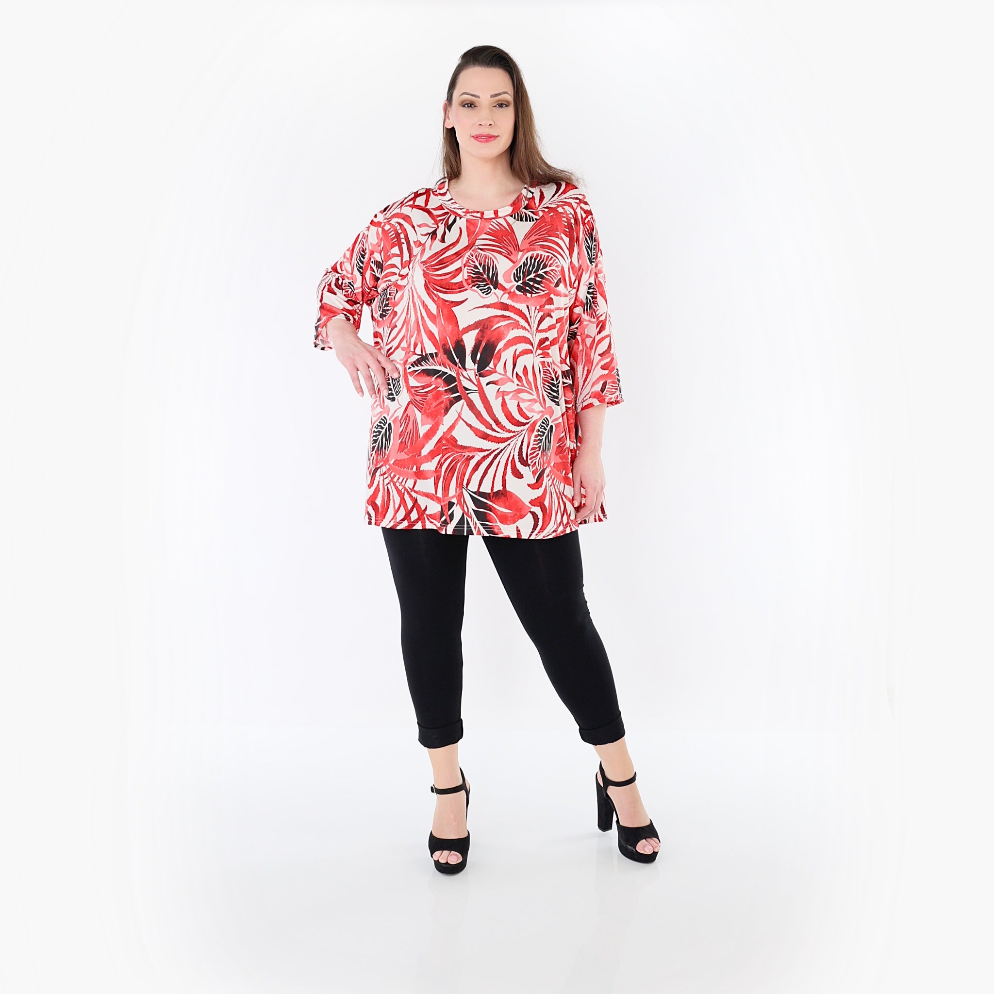 Papita 7042 Big Shirt, White-Red-Black