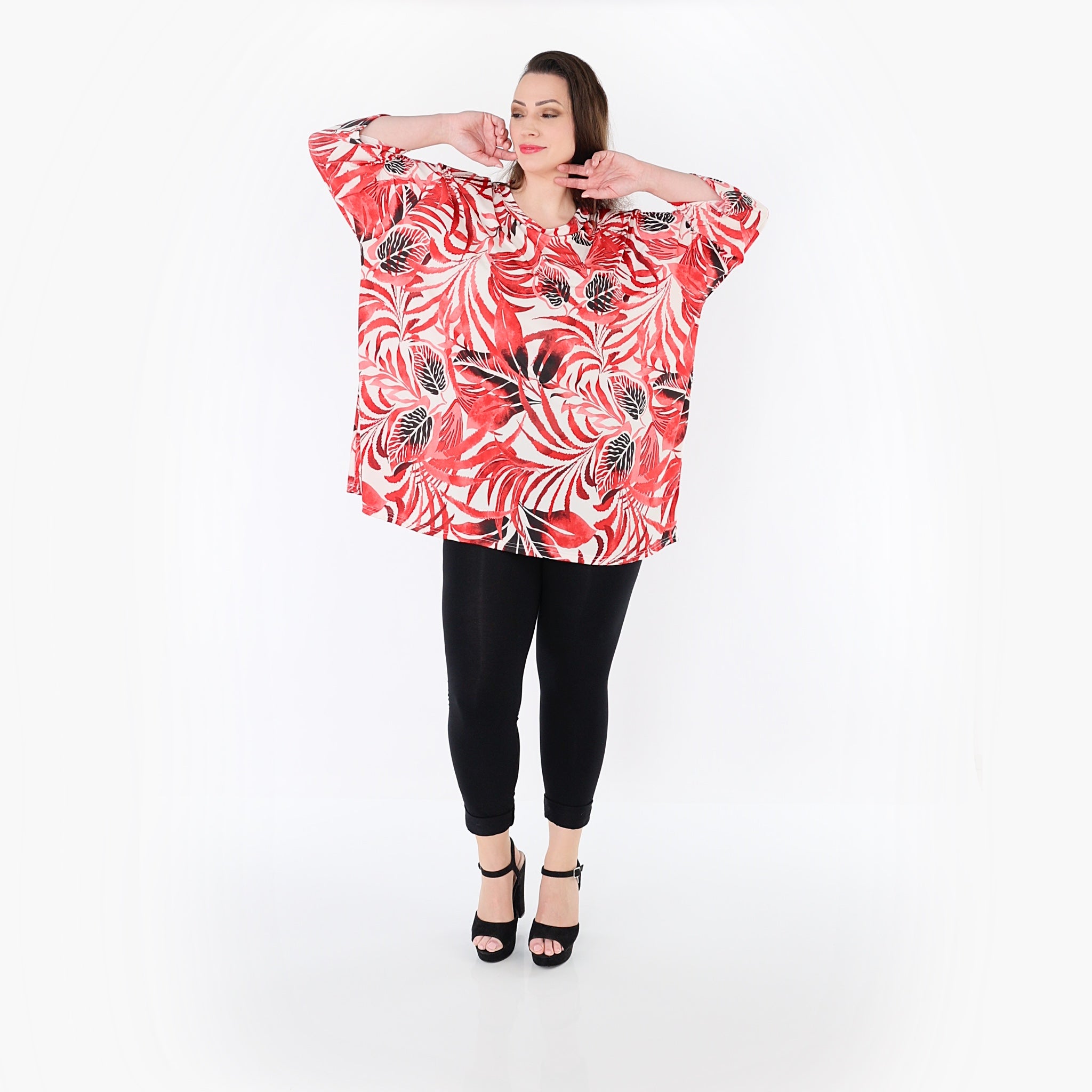 Papita 7042 Big Shirt, White-Red-Black