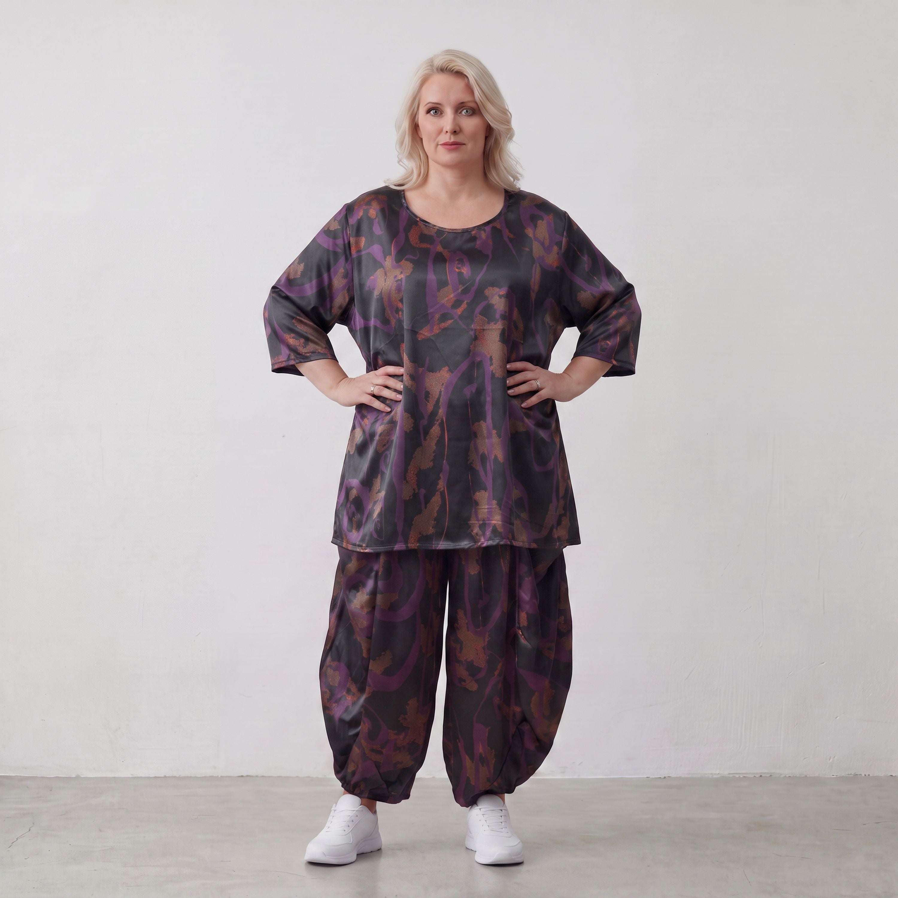 AKH Fashion · Shirt · PlumOrchid · 593 · NoirAbstract