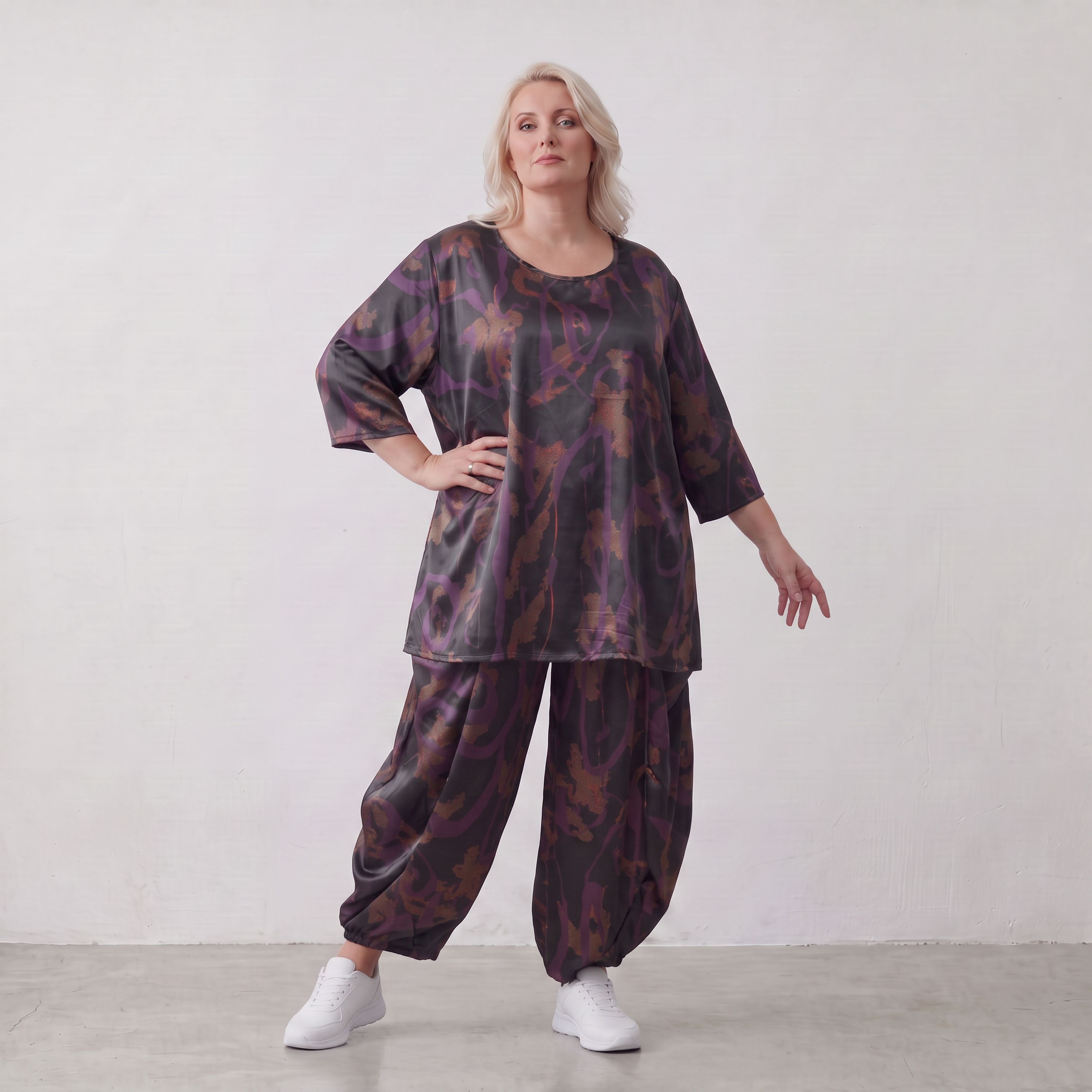 AKH Fashion · Shirt · PlumOrchid · 593 · NoirAbstract