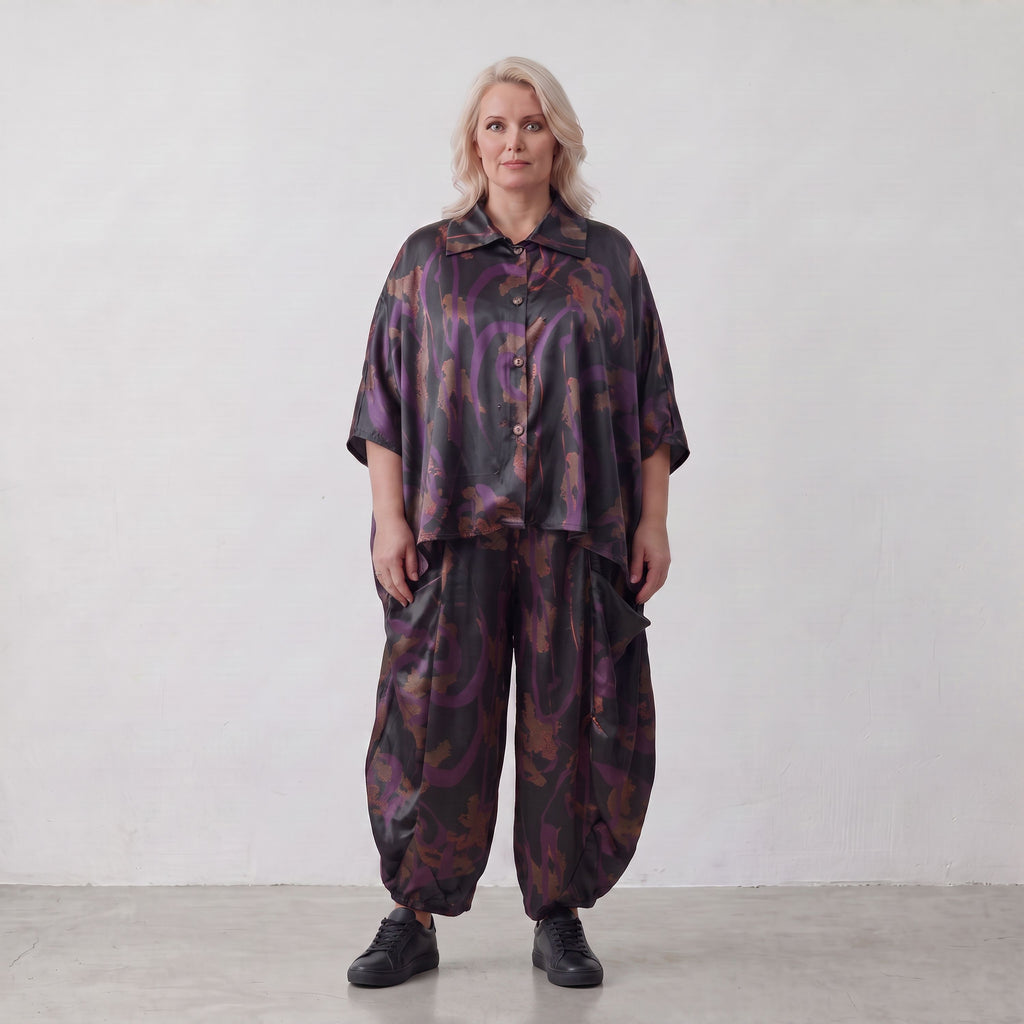 AKH Fashion · Broek · PlumOrchid · 8069 · NoirAbstract