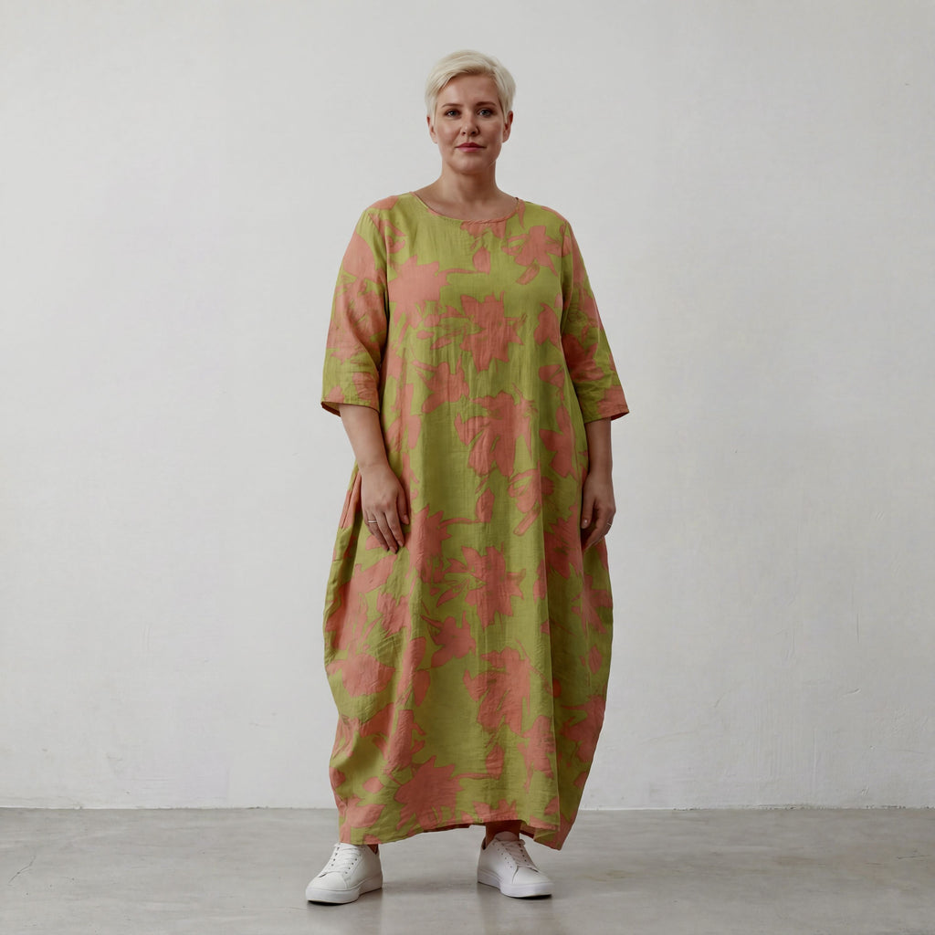 AKH Fashion Kleid 1926 VividFlorella, Apfelgrün-Koralle
