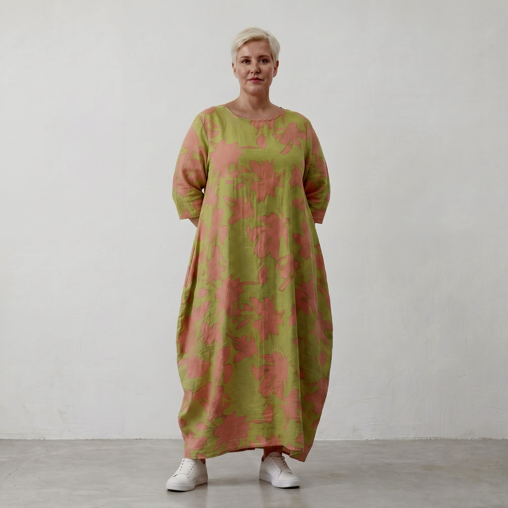 AKH Fashion Kleid 1926 VividFlorella, Apfelgrün-Koralle