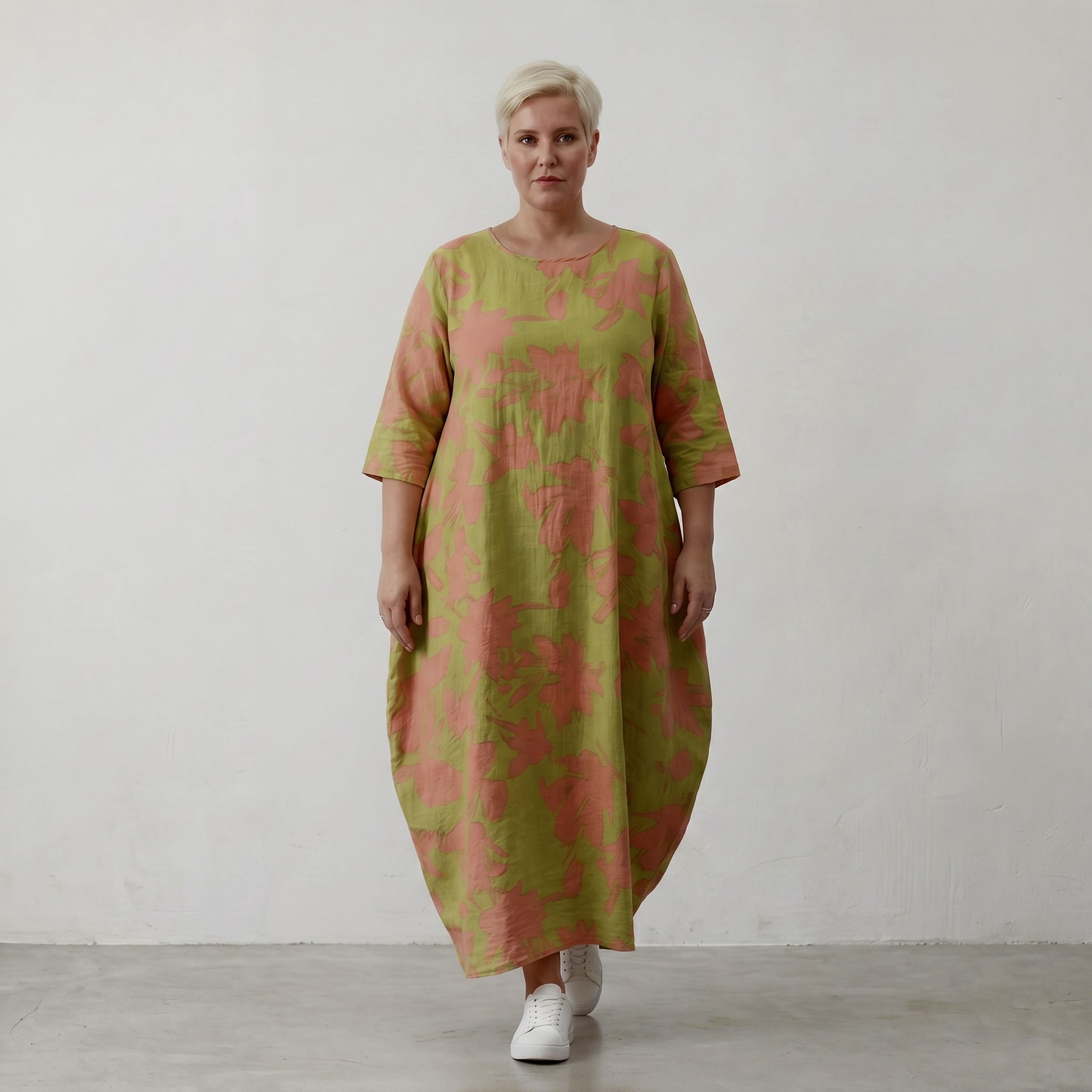 AKH Fashion Kleid 1926 VividFlorella, Apfelgrün-Koralle