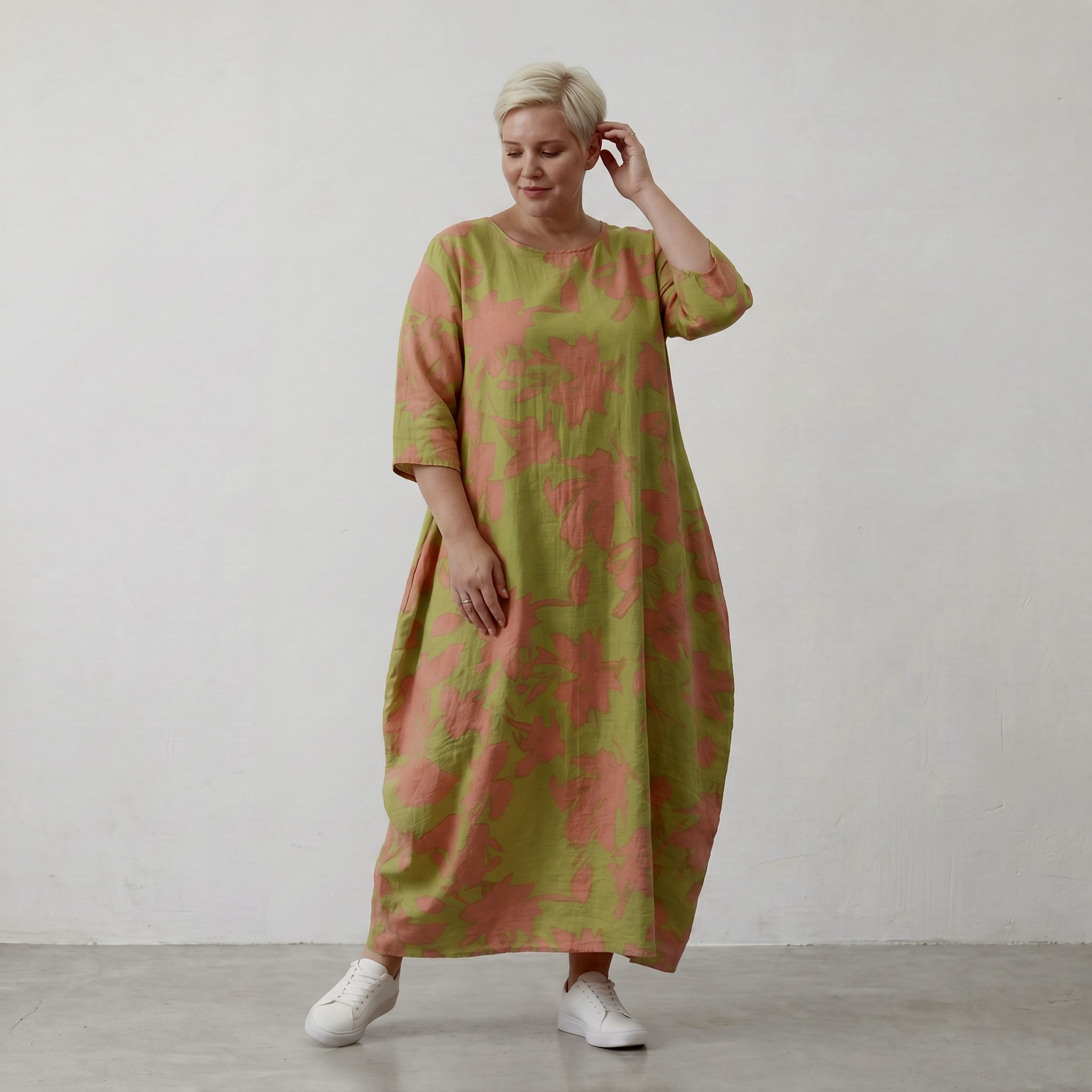 AKH Fashion Kleid 1926 VividFlorella, Apfelgrün-Koralle