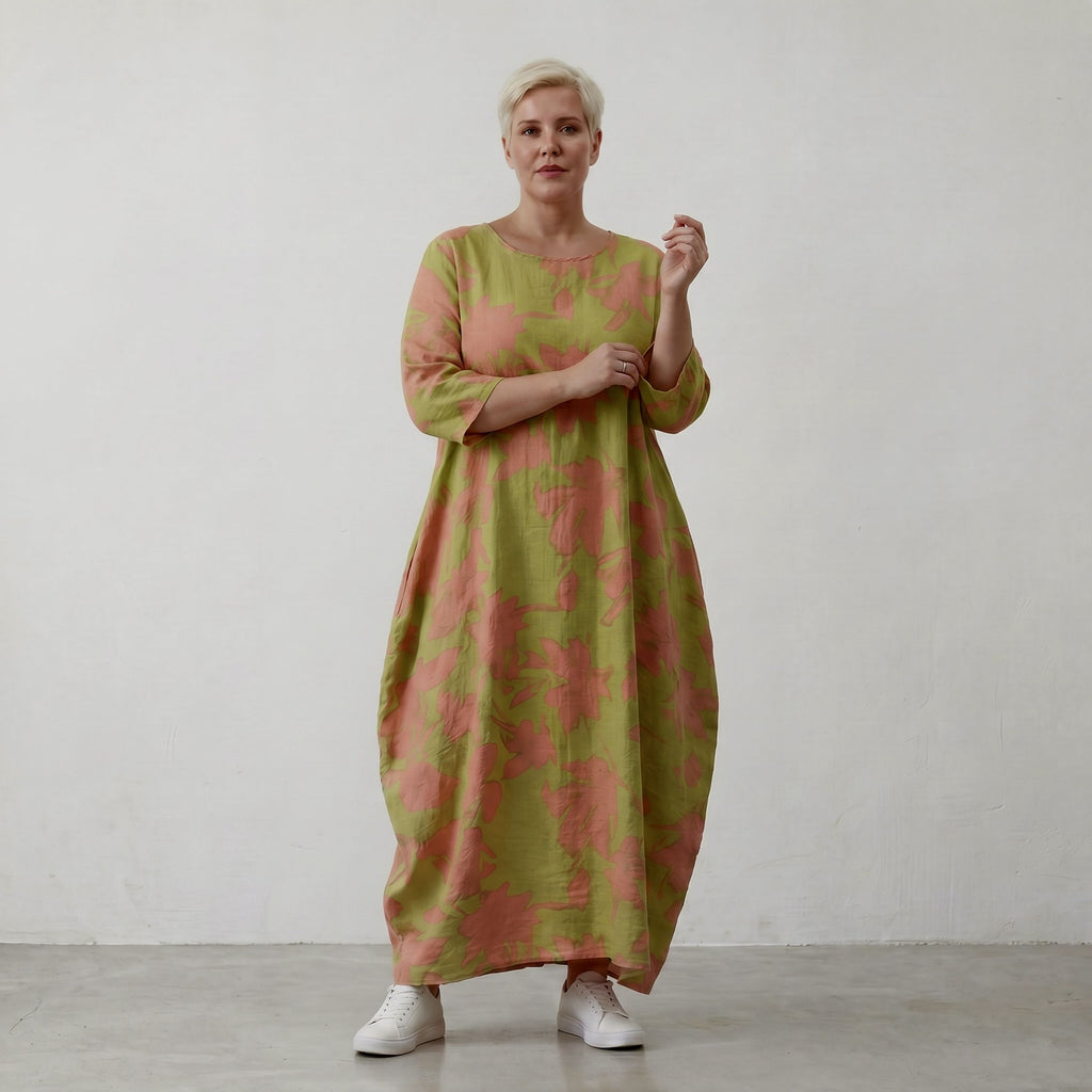 AKH Fashion Kleid 1926 VividFlorella, Apfelgrün-Koralle
