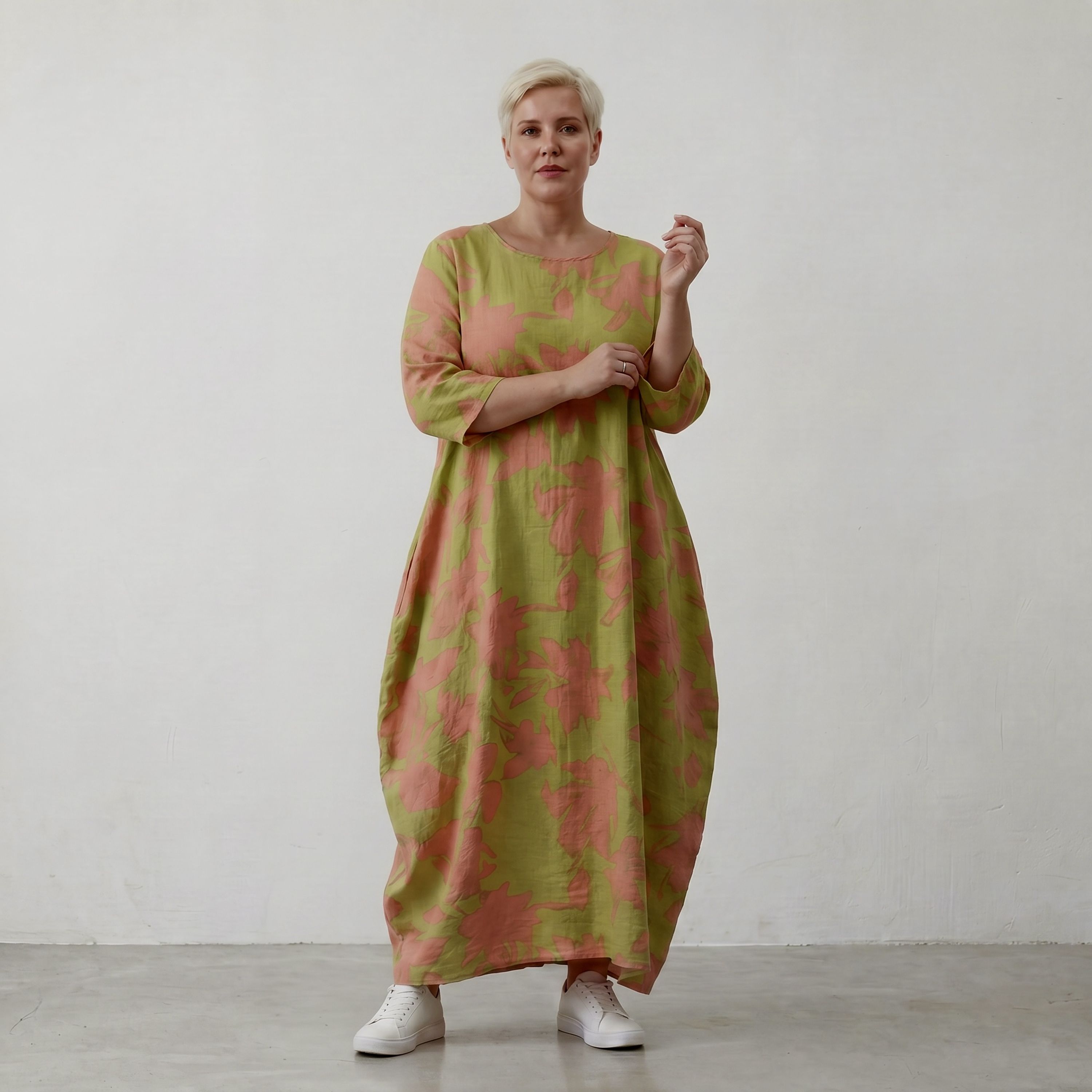 AKH Fashion Kleid 1926 VividFlorella, Apfelgrün-Koralle